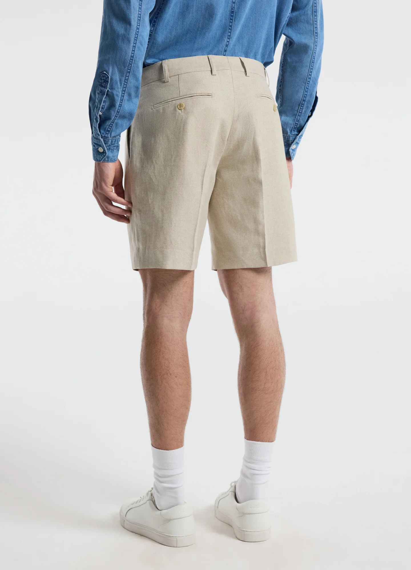 Linen Cotton Twill Shorts Natural - Image 5