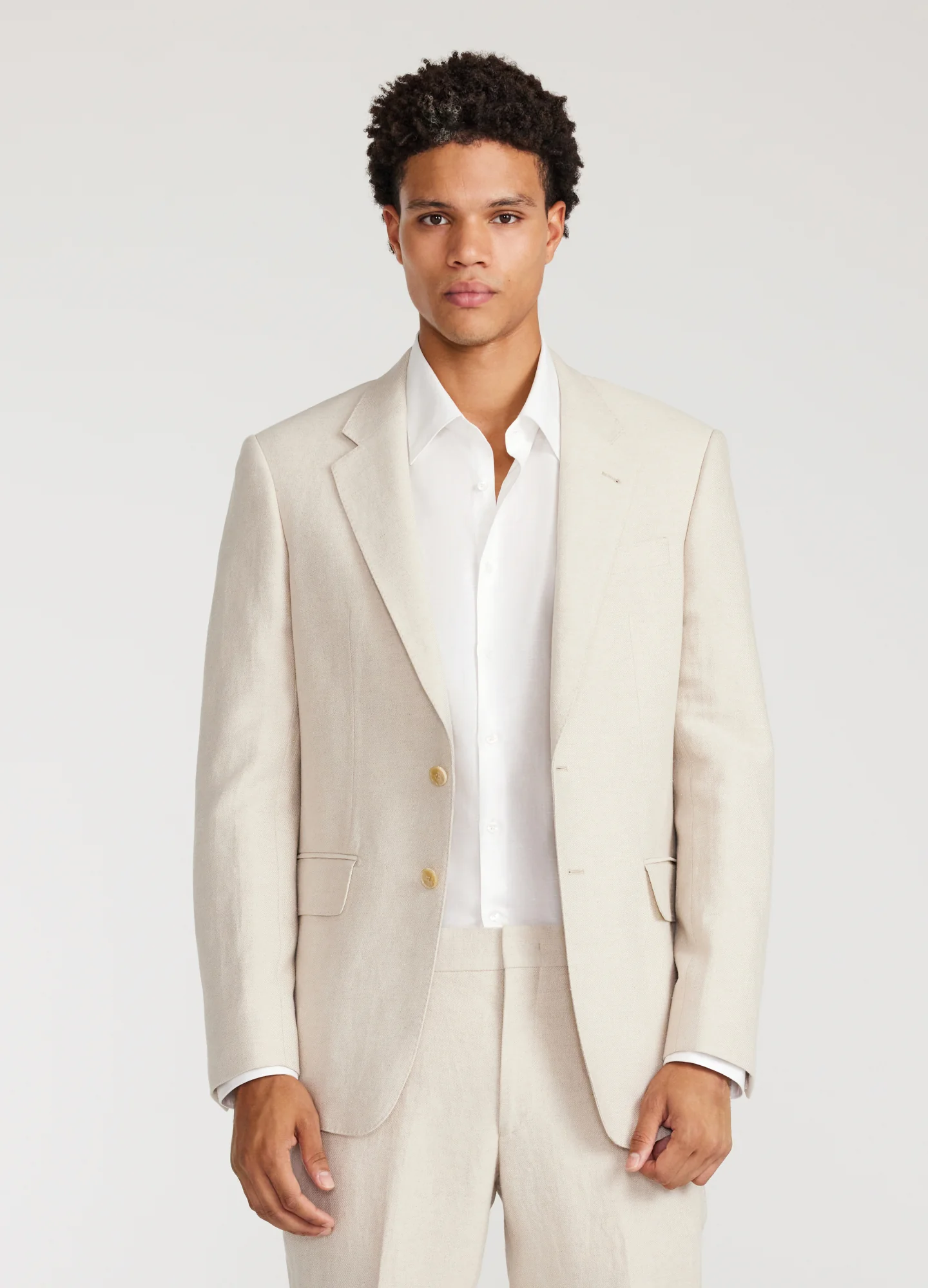 Linen Cotton Twill Suit Jacket Natural - Image 3
