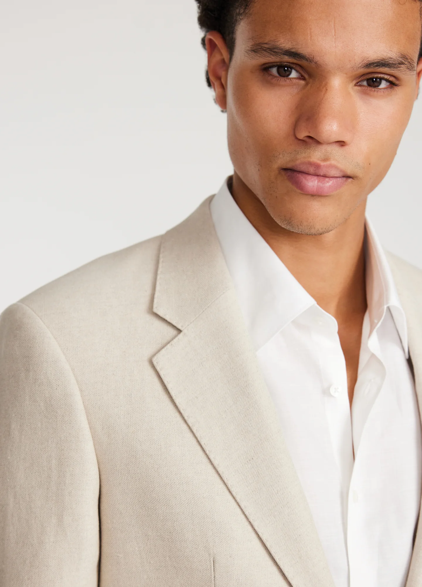 Linen Cotton Twill Suit Jacket Natural - Image 4