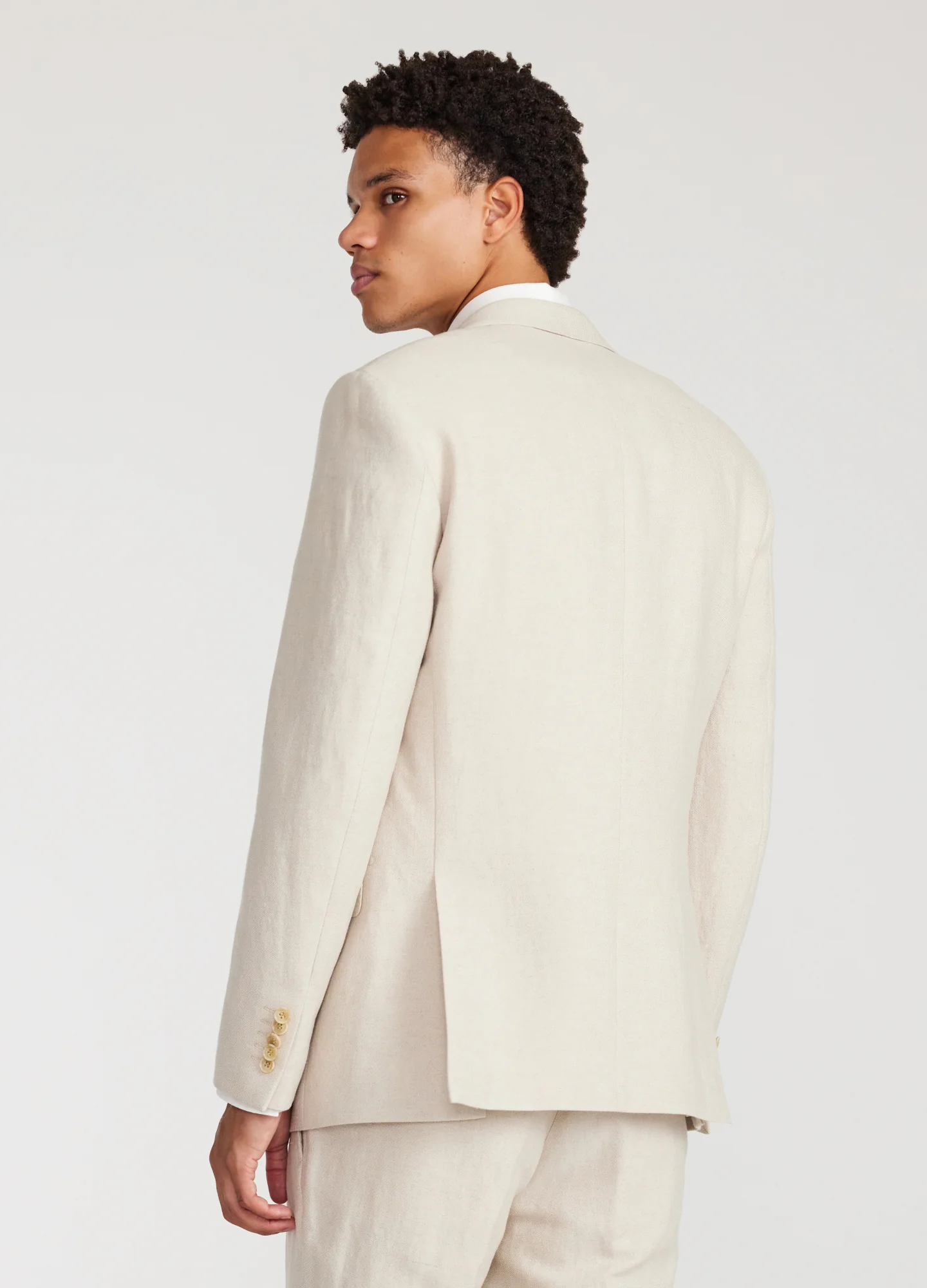 Linen Cotton Twill Suit Jacket Natural - Image 5