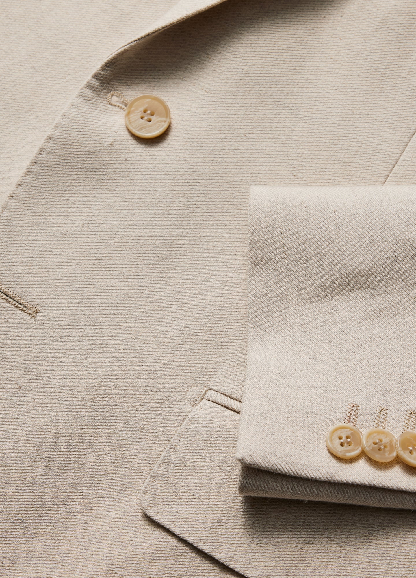 Linen Cotton Twill Suit Jacket Natural - Image 6