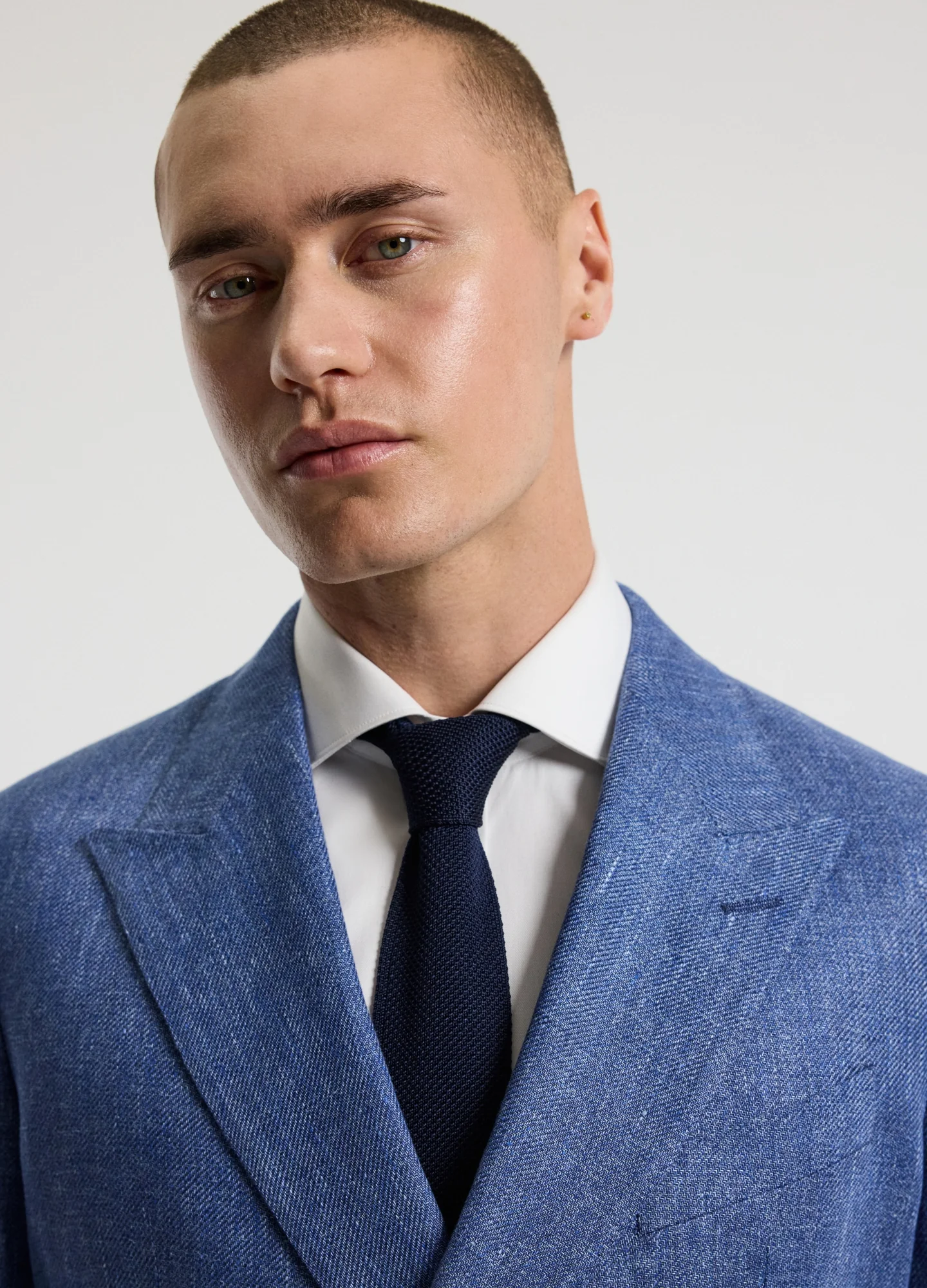 Linen Lyocell Twill Double-Breasted Blazer Blue - Image 4