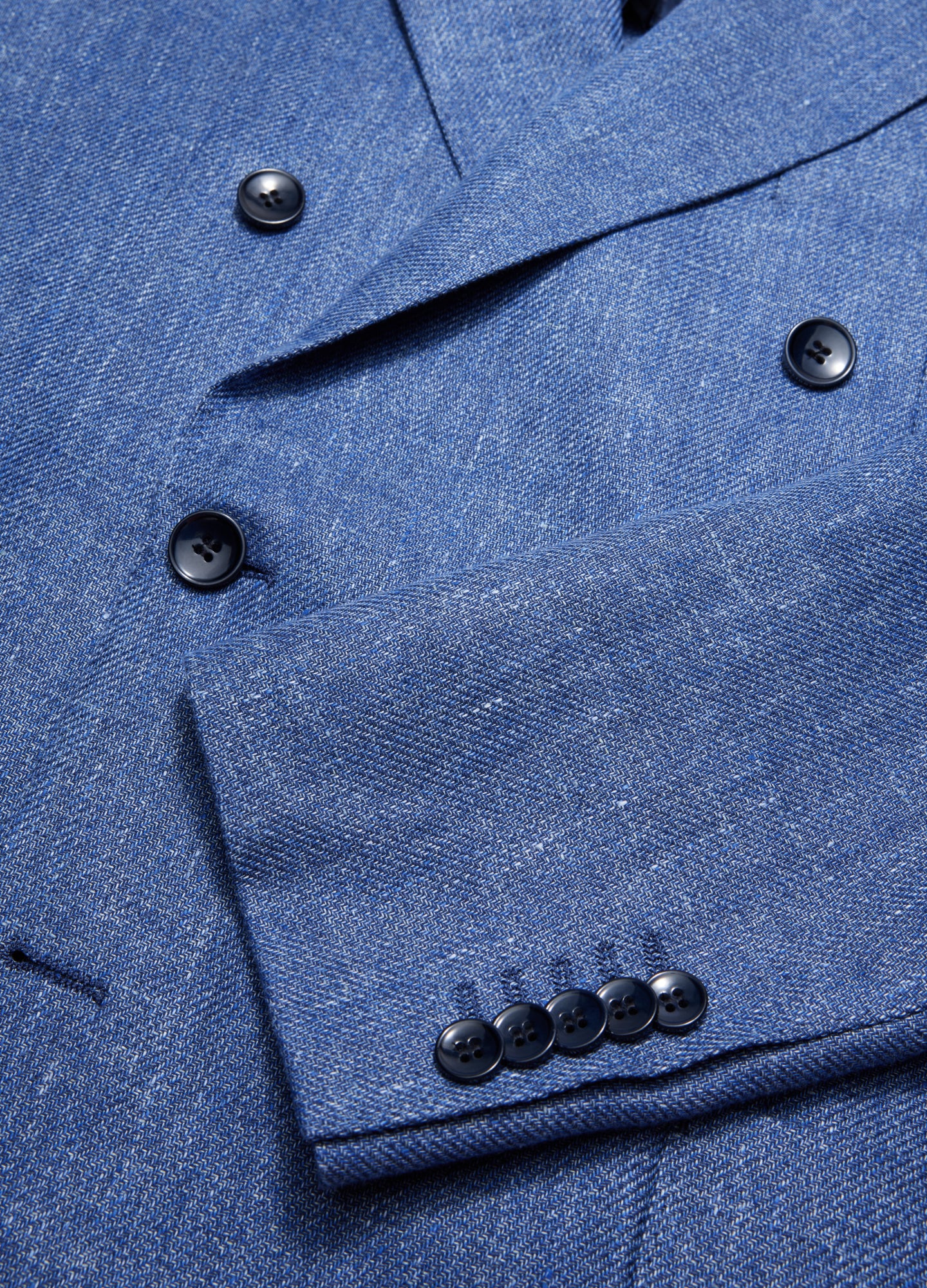 Linen Lyocell Twill Double-Breasted Blazer Blue - Image 6