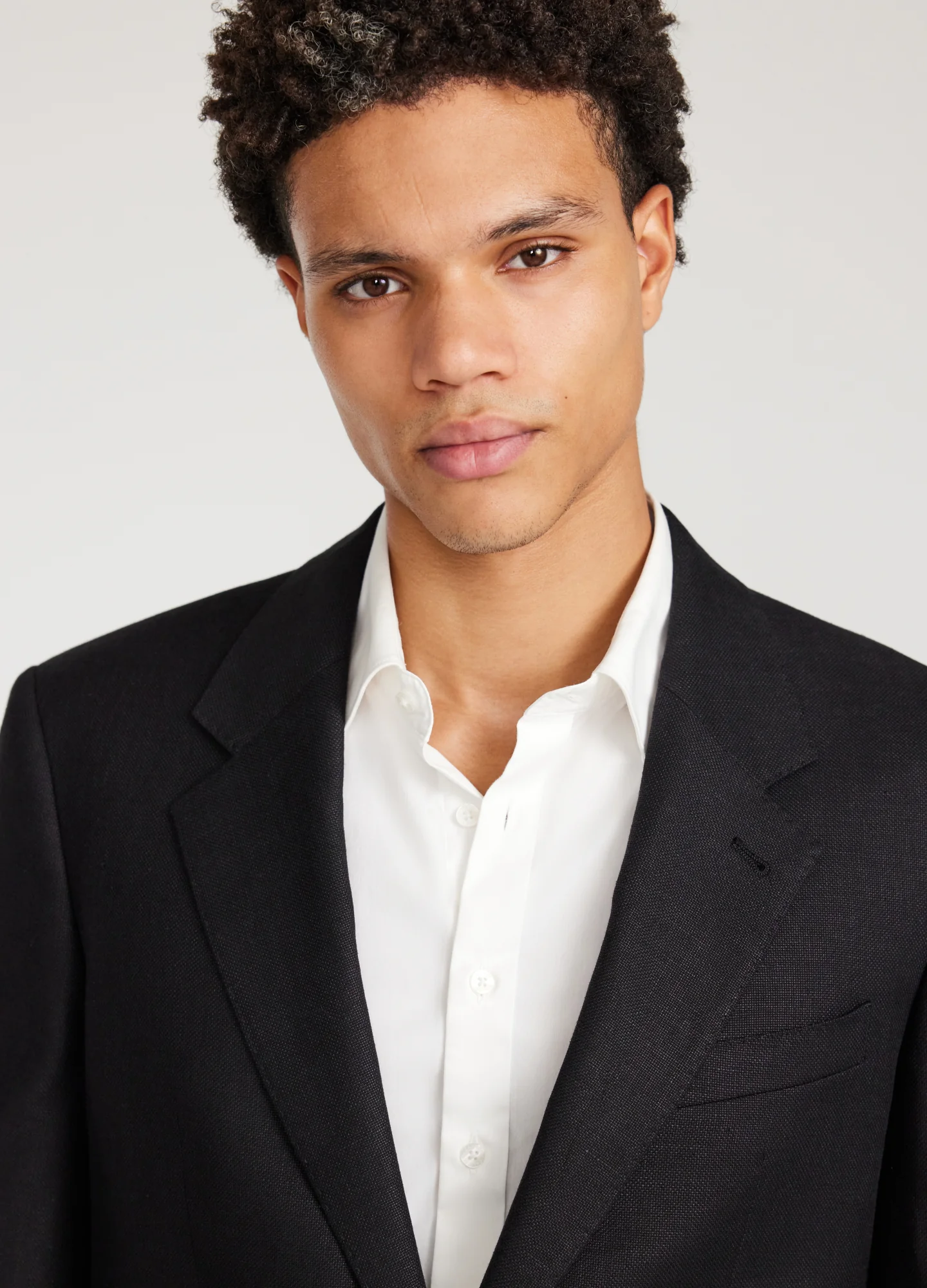 Linen Wool Hopsack Blazer Black - Image 4