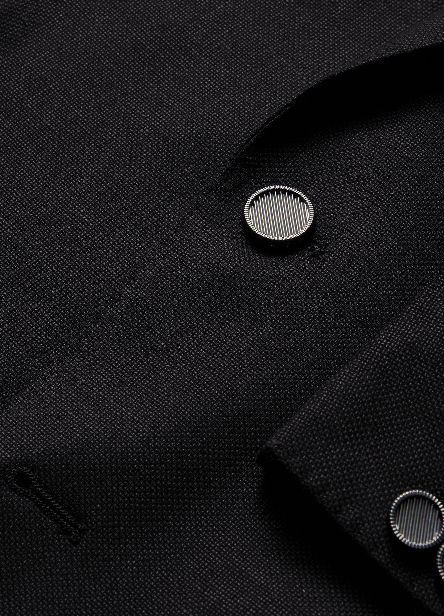Linen Wool Hopsack Blazer Black - Image 6