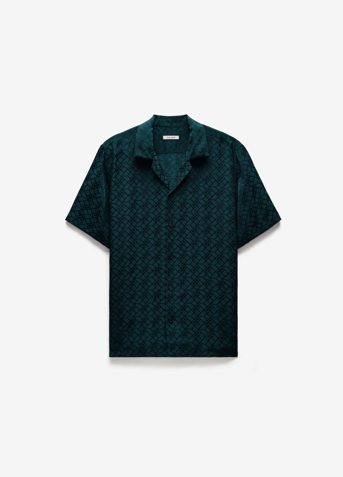 Logo Jacquard Silk Short Sleeve Shirt Hunter Green