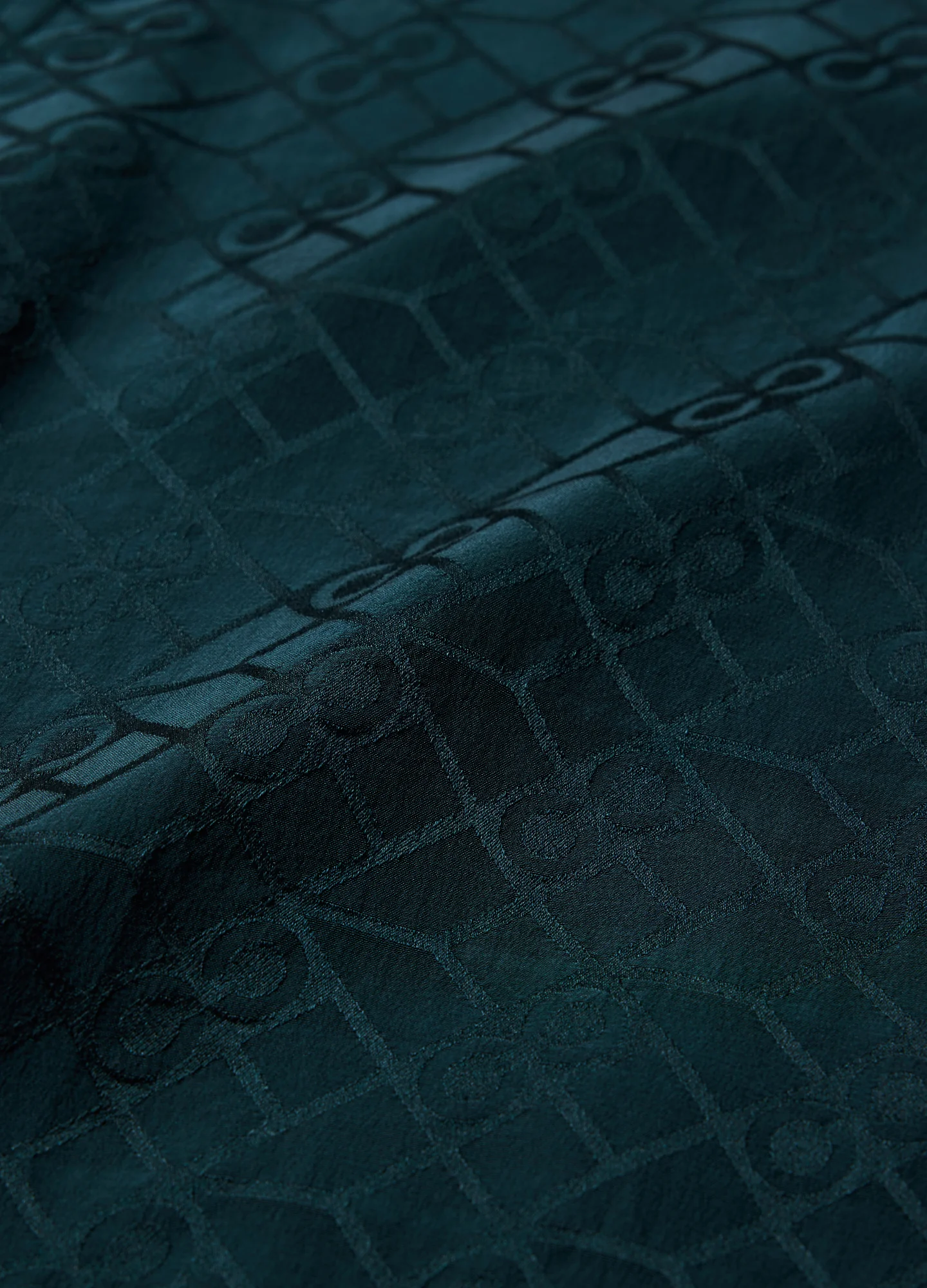 Logo Jacquard Silk Short Sleeve Shirt Hunter Green - Image 6