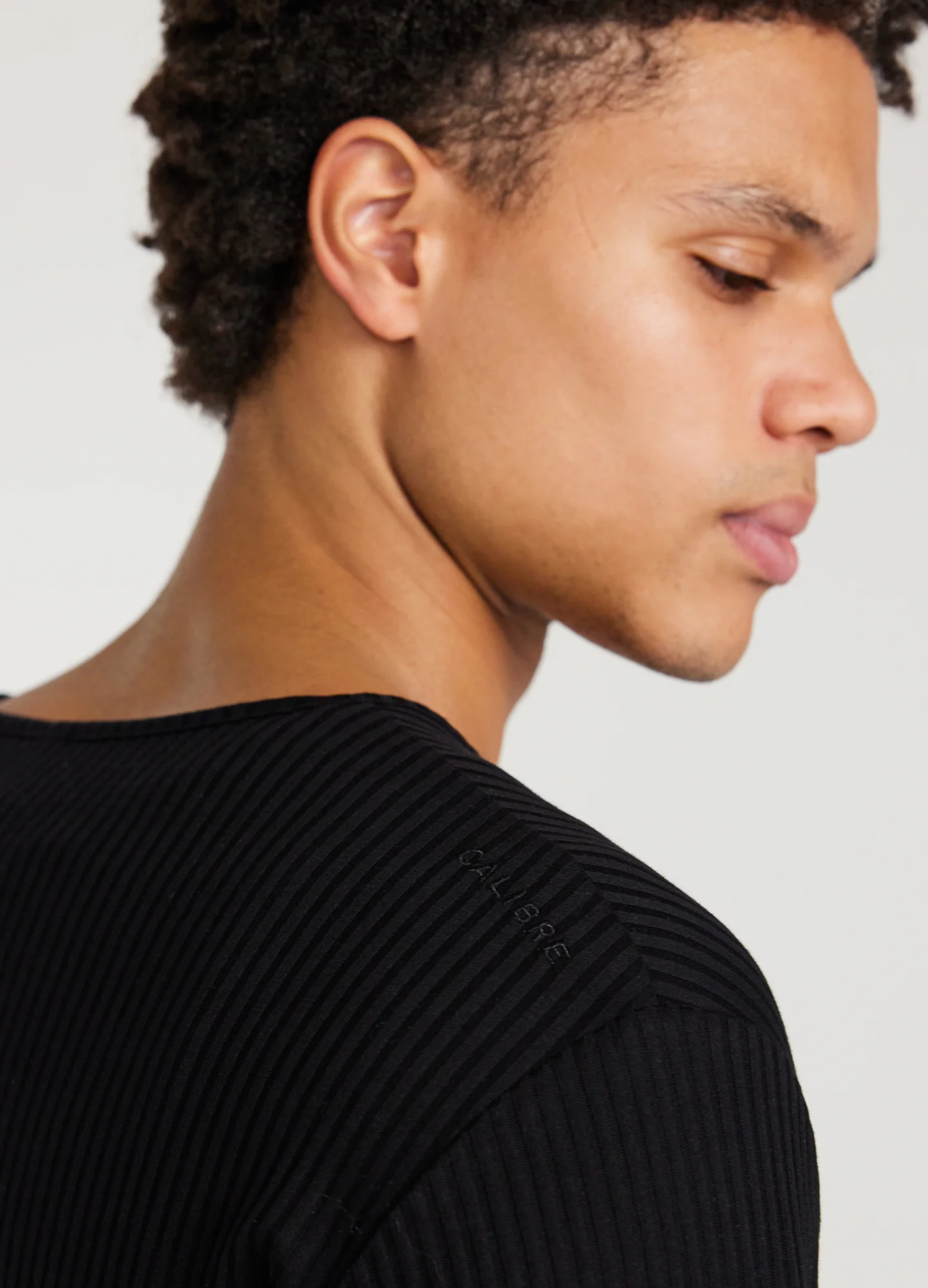 Long Sleeve Ribbed Henley Top Black - Image 5
