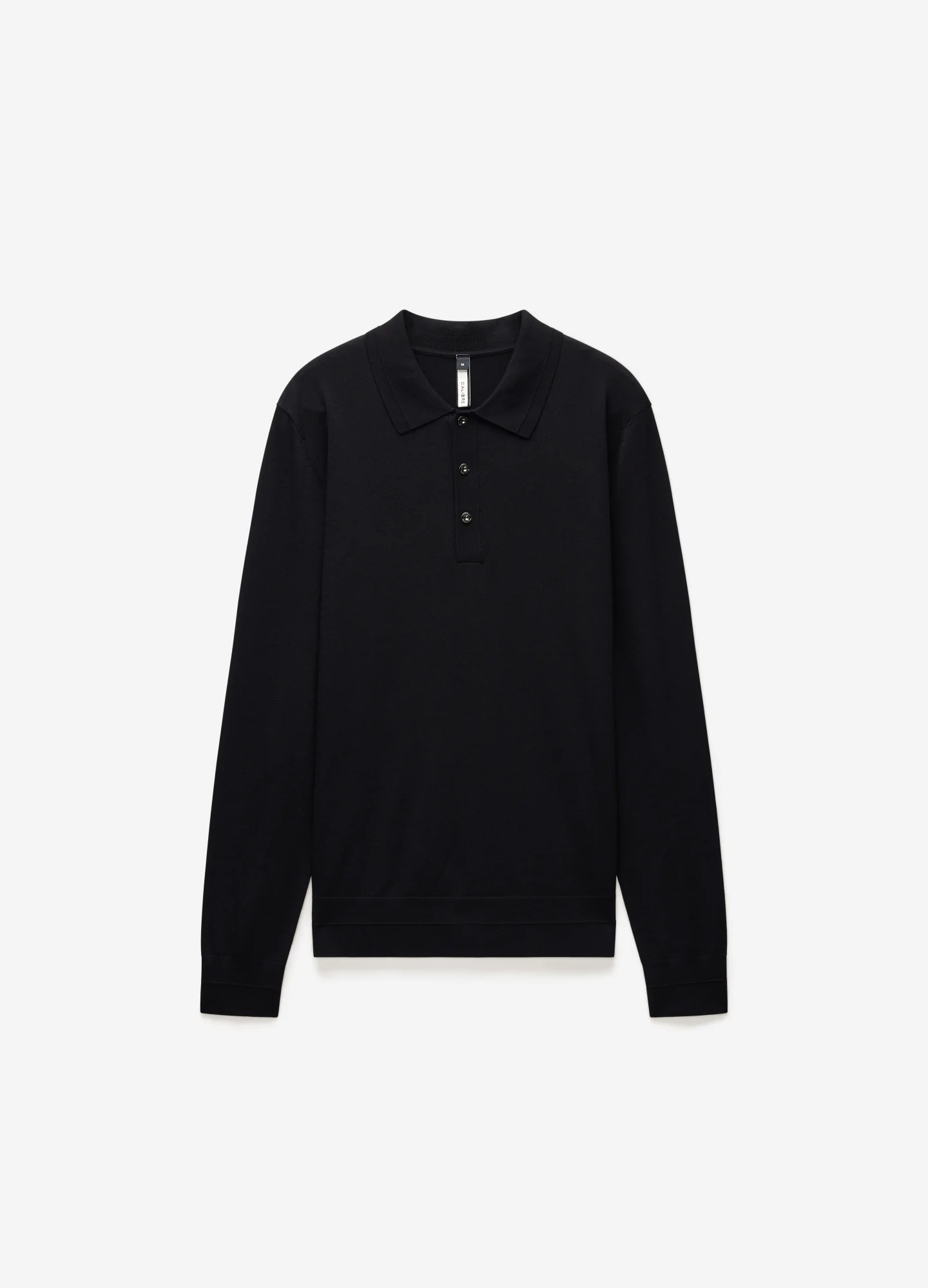 Long Sleeve Tech Knit Polo Black