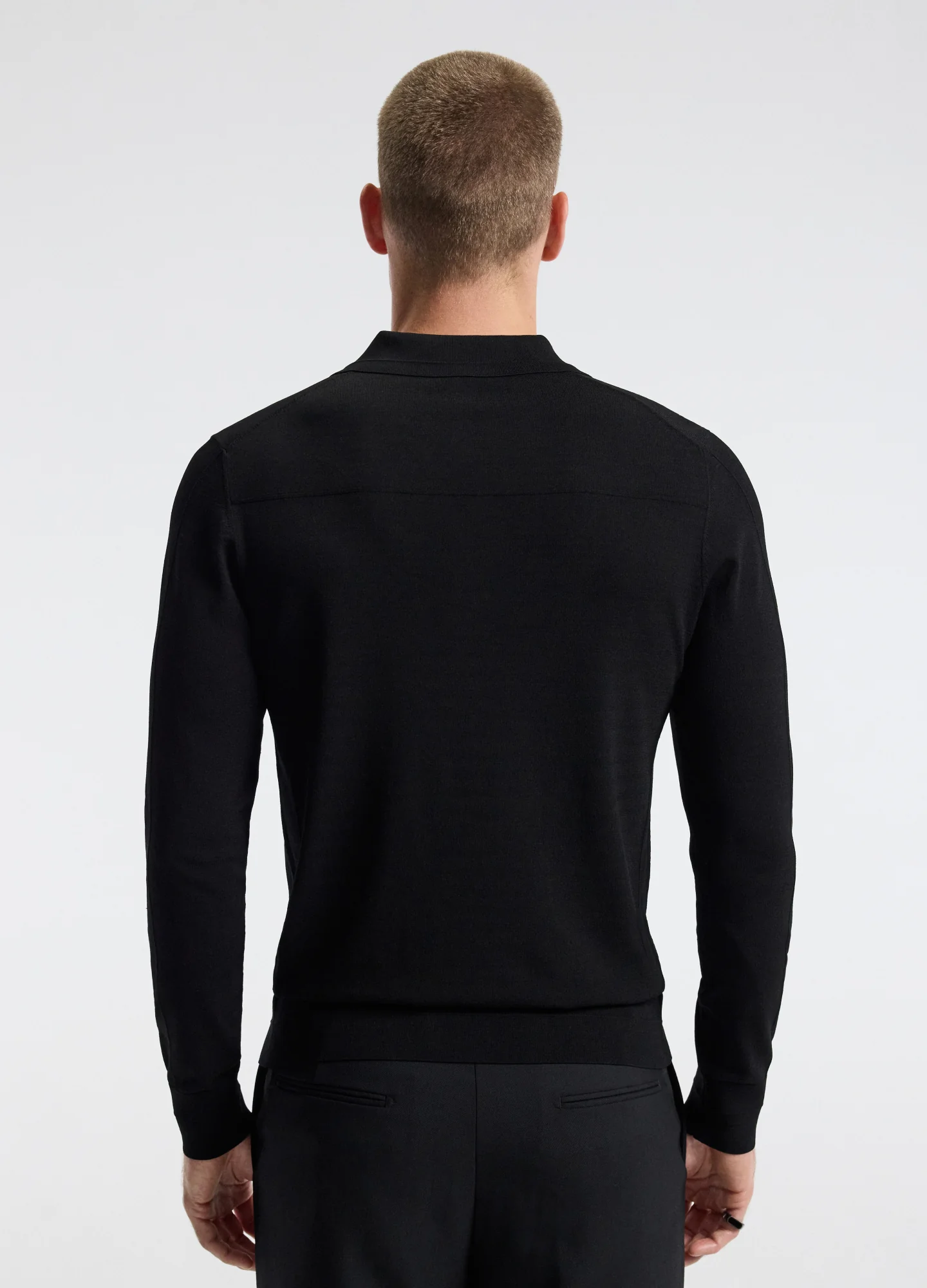 Long Sleeve Tech Knit Polo Black - Image 4