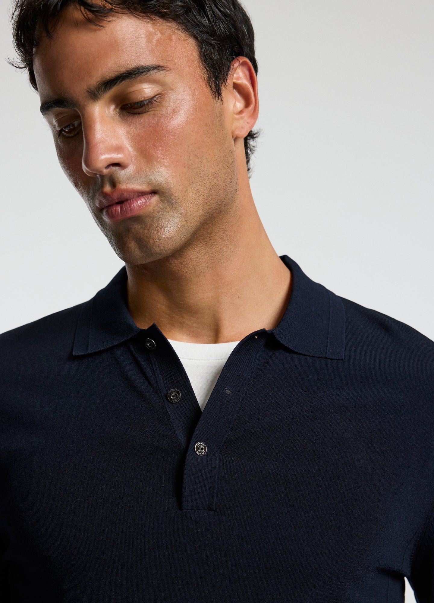 Long Sleeve Tech Knit Polo Naval Blue - Image 4