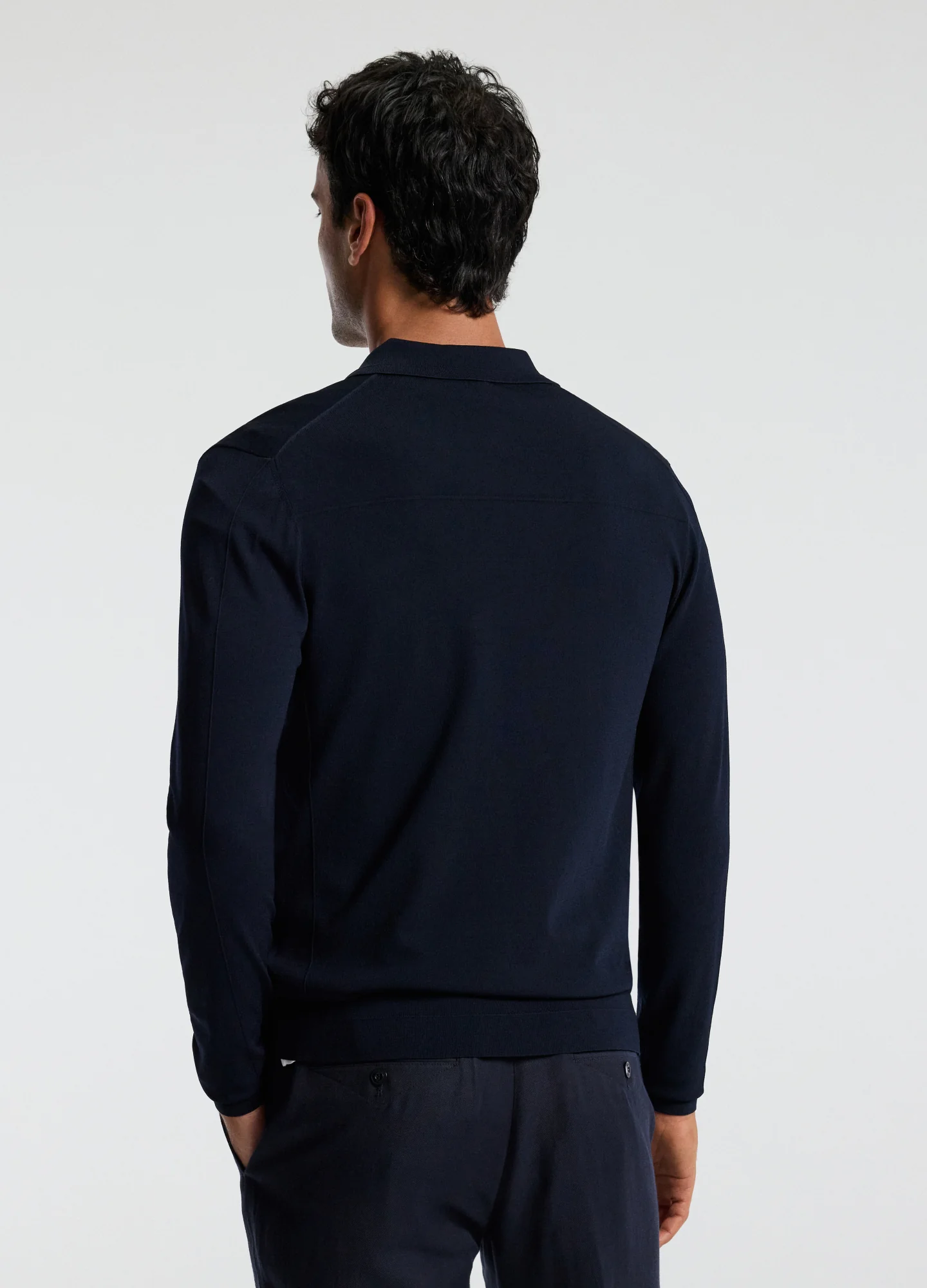 Long Sleeve Tech Knit Polo Naval Blue - Image 5