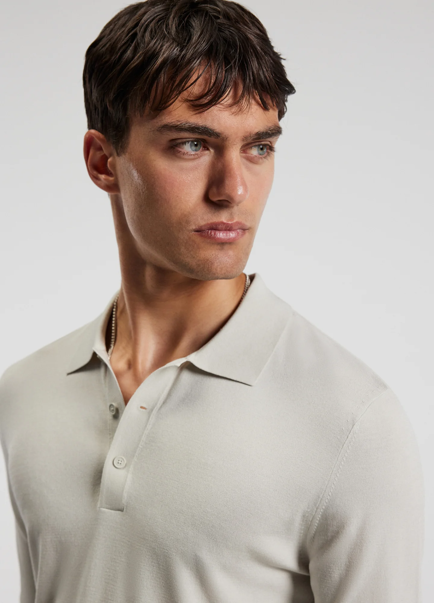 Long Sleeved Tech Knit Polo Salt - Image 4