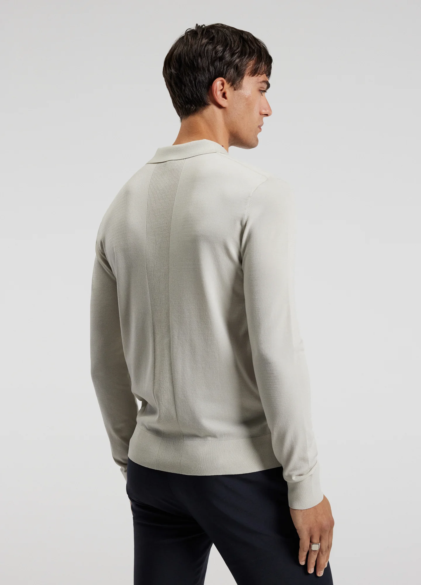 Long Sleeved Tech Knit Polo Salt - Image 5