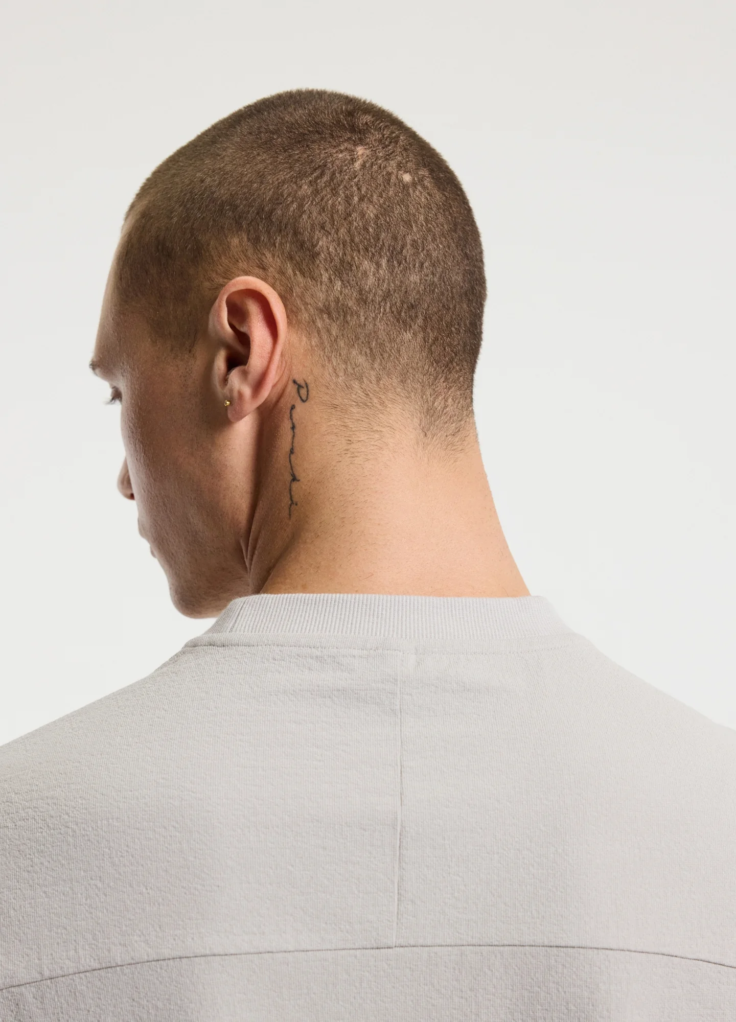 Loose Fit Crepe T-shirt Light Grey - Image 4