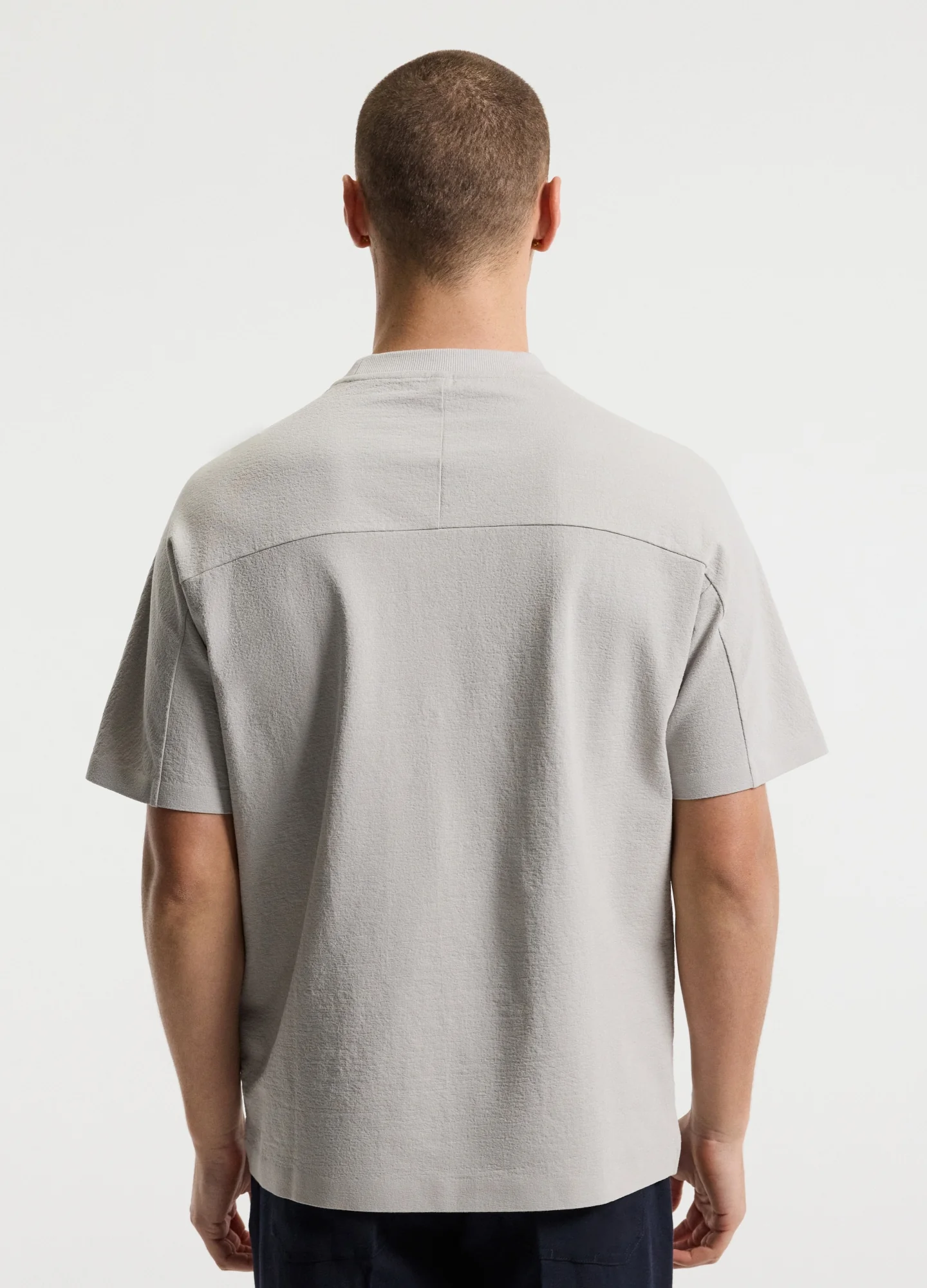 Loose Fit Crepe T-shirt Light Grey - Image 5