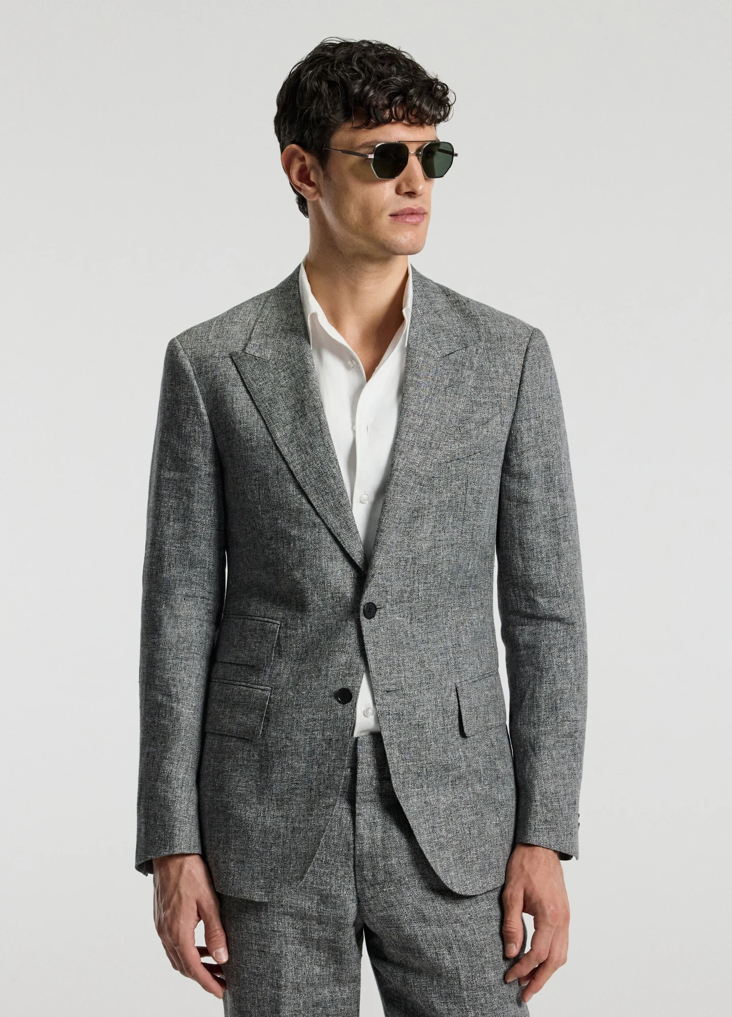 Melange Linen Suit Jacket Iron - Image 3