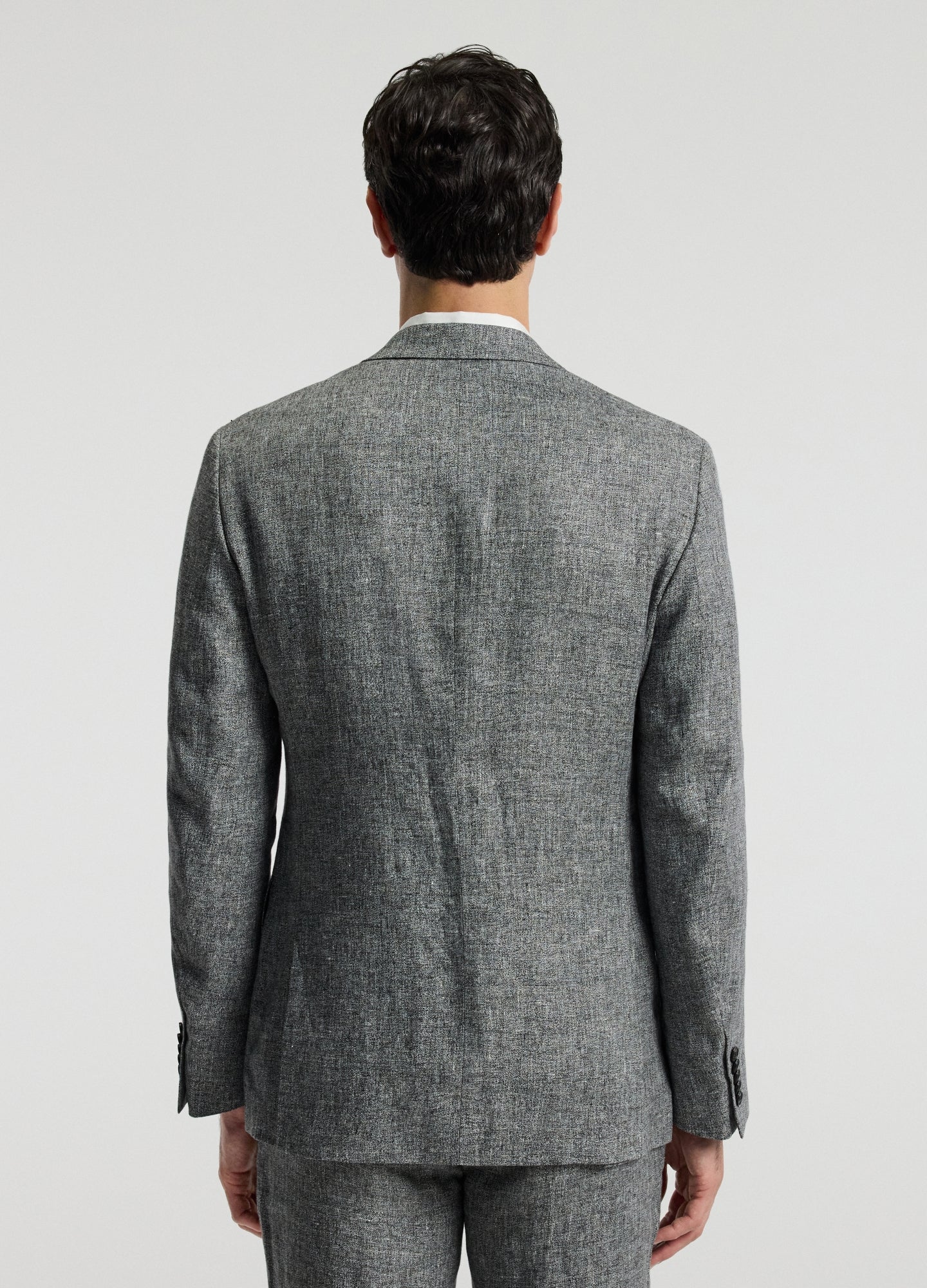 Melange Linen Suit Jacket Iron - Image 4