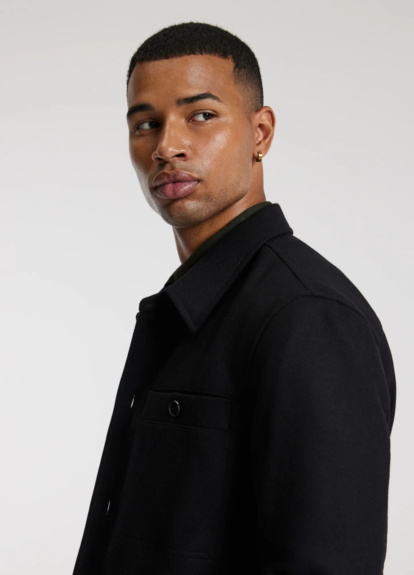 Melton Shirt Jacket Black - Image 4