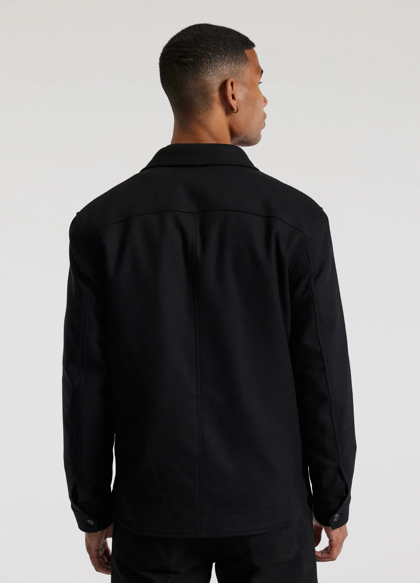 Melton Shirt Jacket Black - Image 5