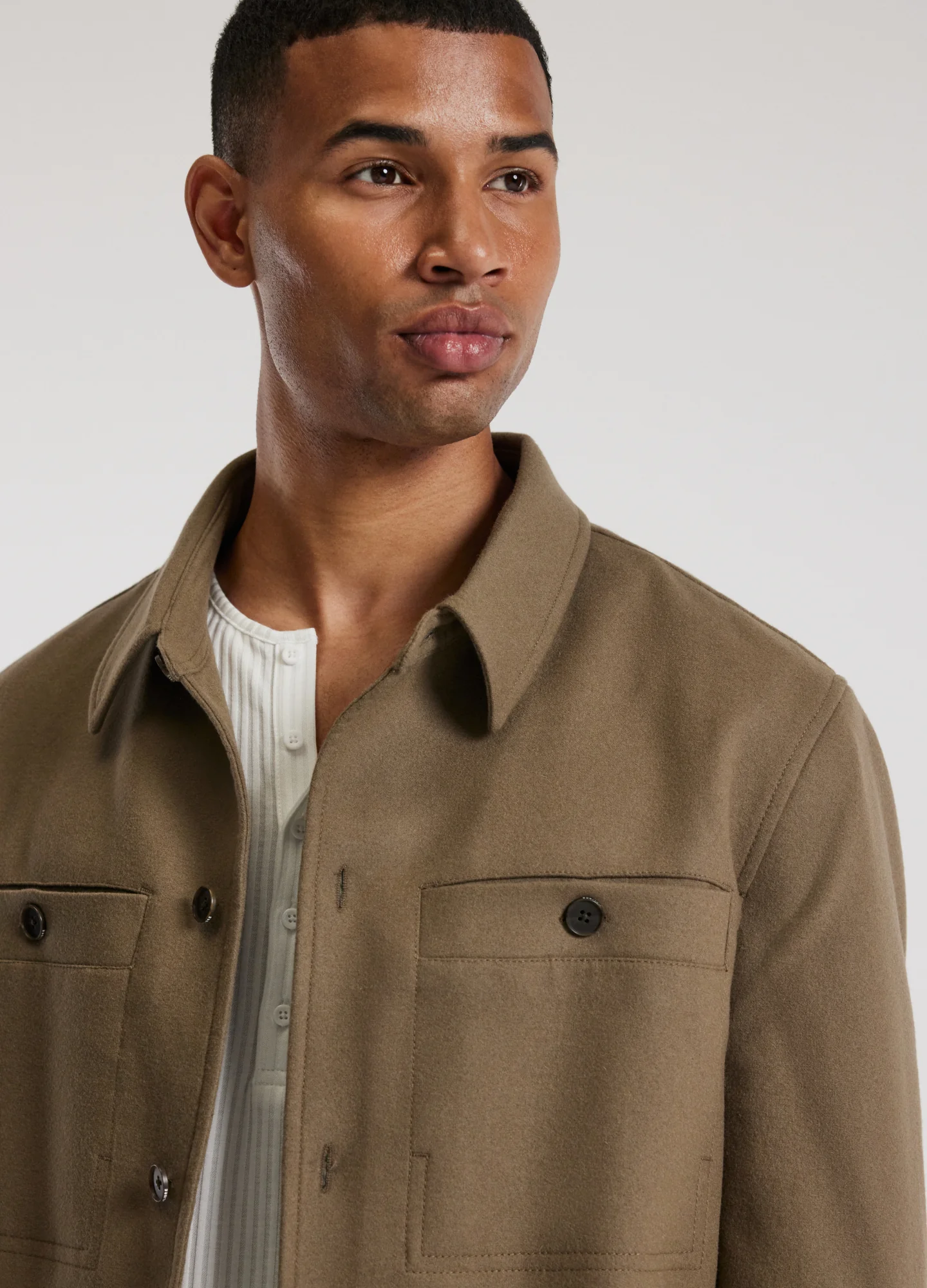 Melton Shirt Jacket Latte - Image 4