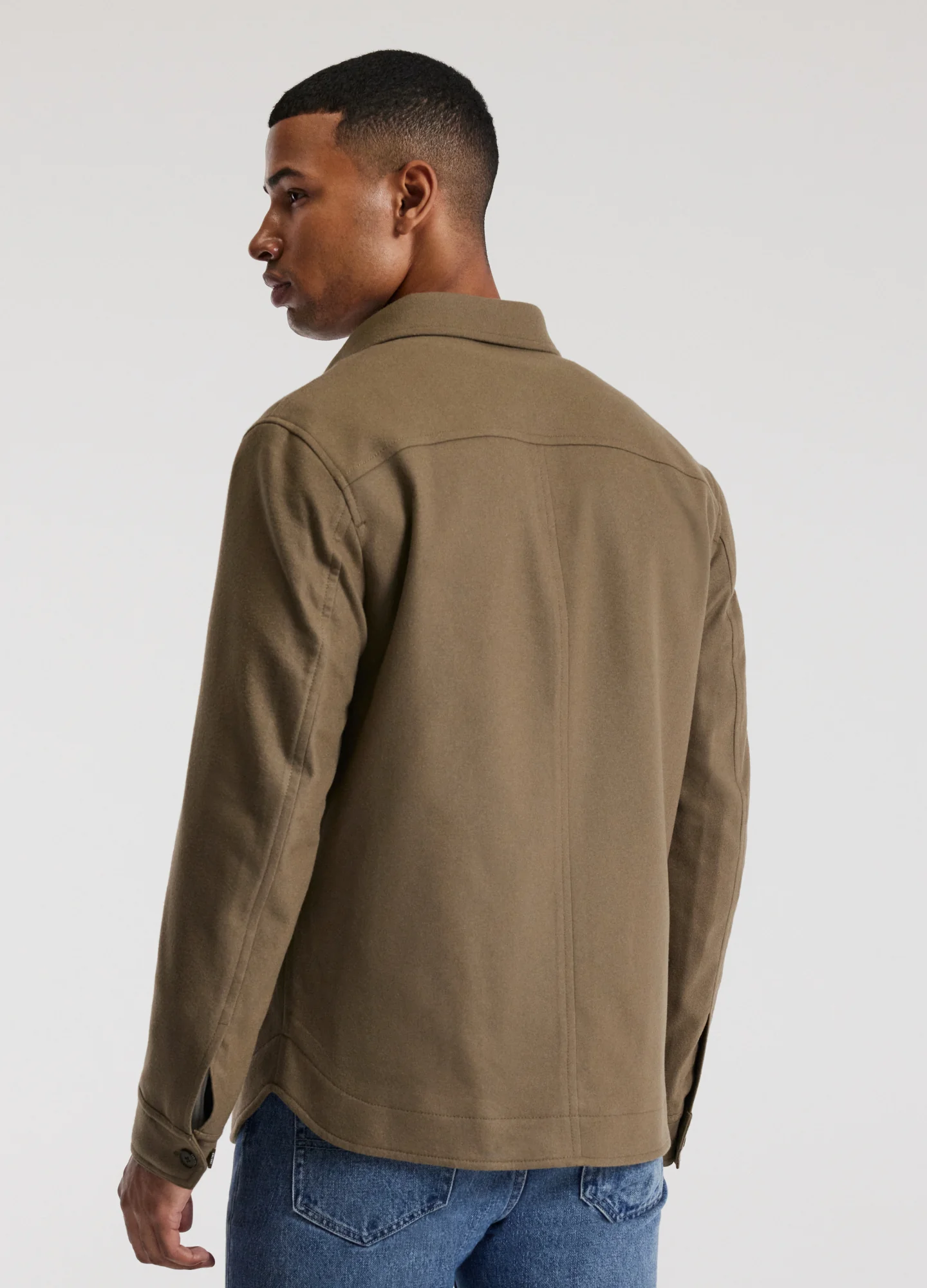 Melton Shirt Jacket Latte - Image 5