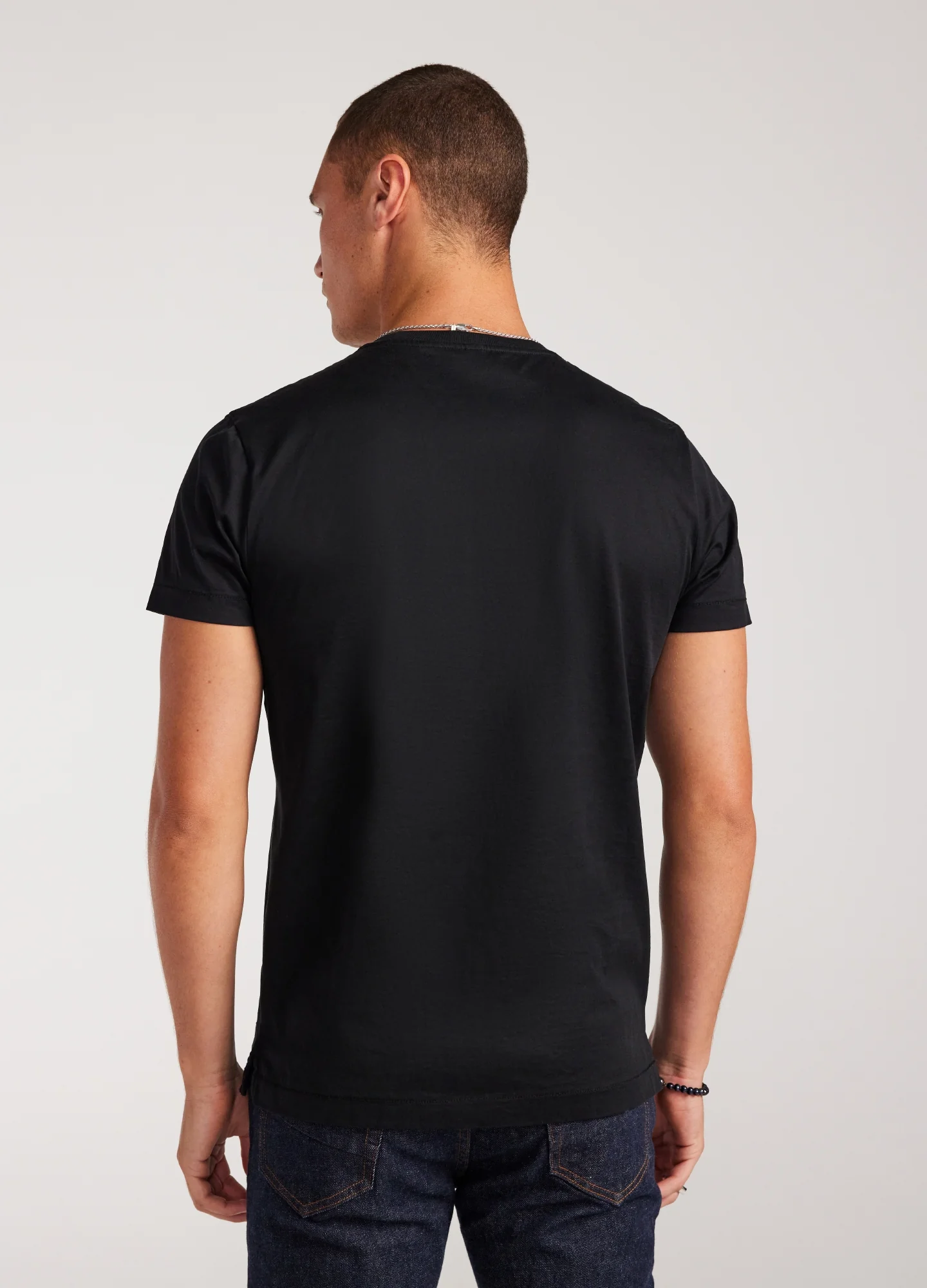 Mercerised Crew Neck T-Shirt Black - Image 5