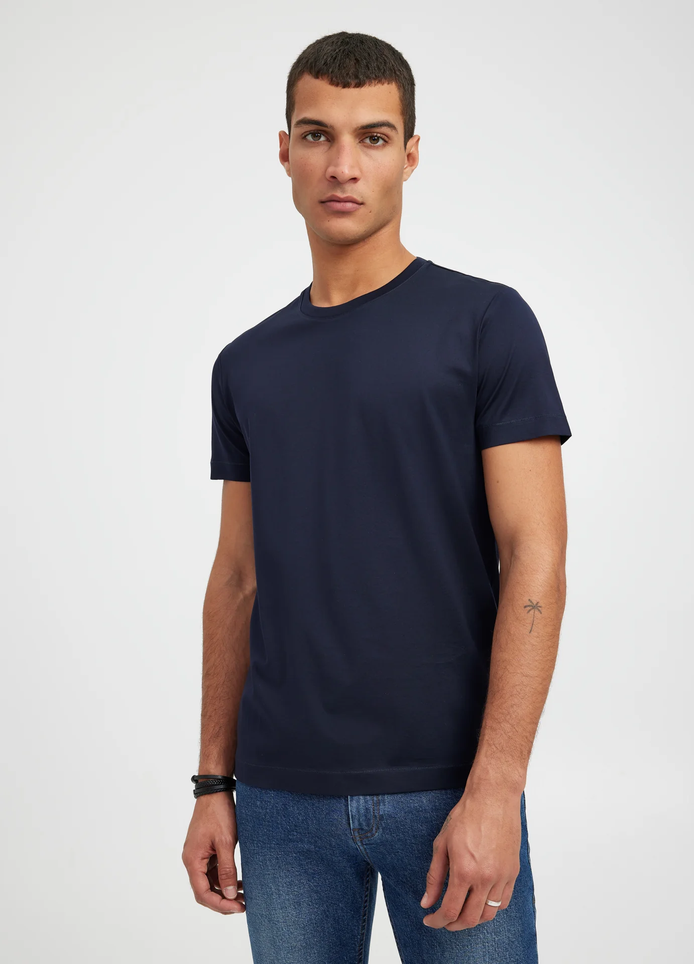 Mercerised Crew Neck T-Shirt Ink - Image 3