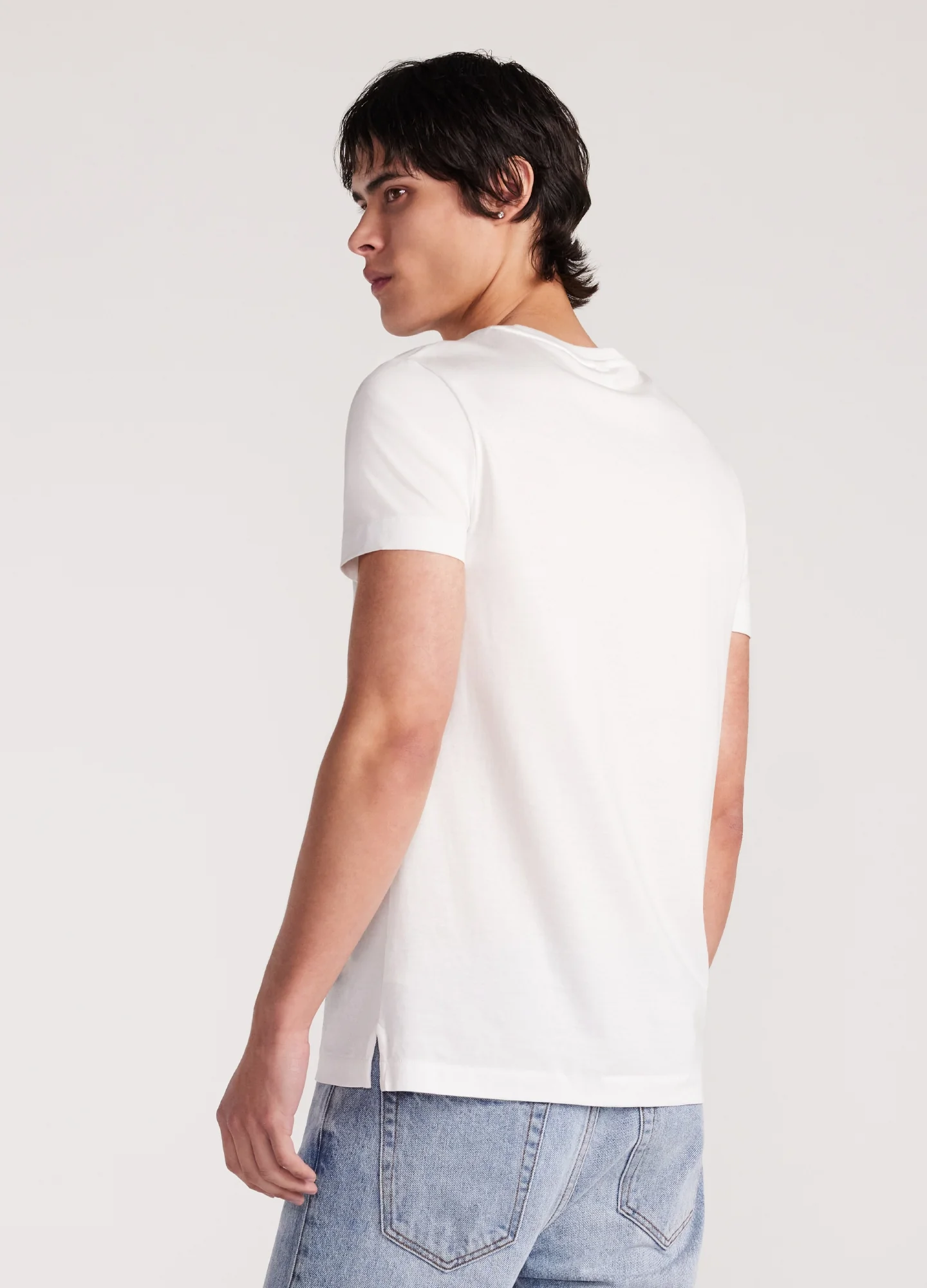 Mercerised Crew Neck T-Shirt White - Image 5