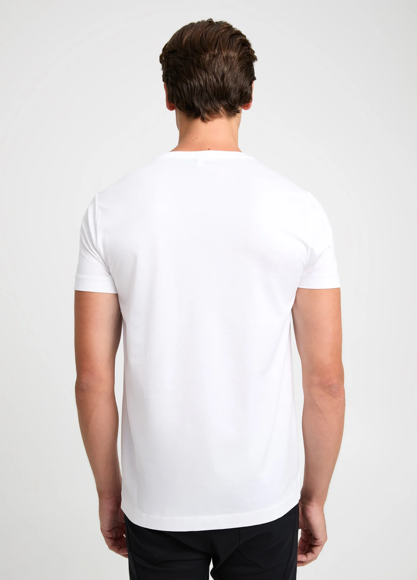 Mercerised Cotton Jersey V Neck T-shirt White - Image 5
