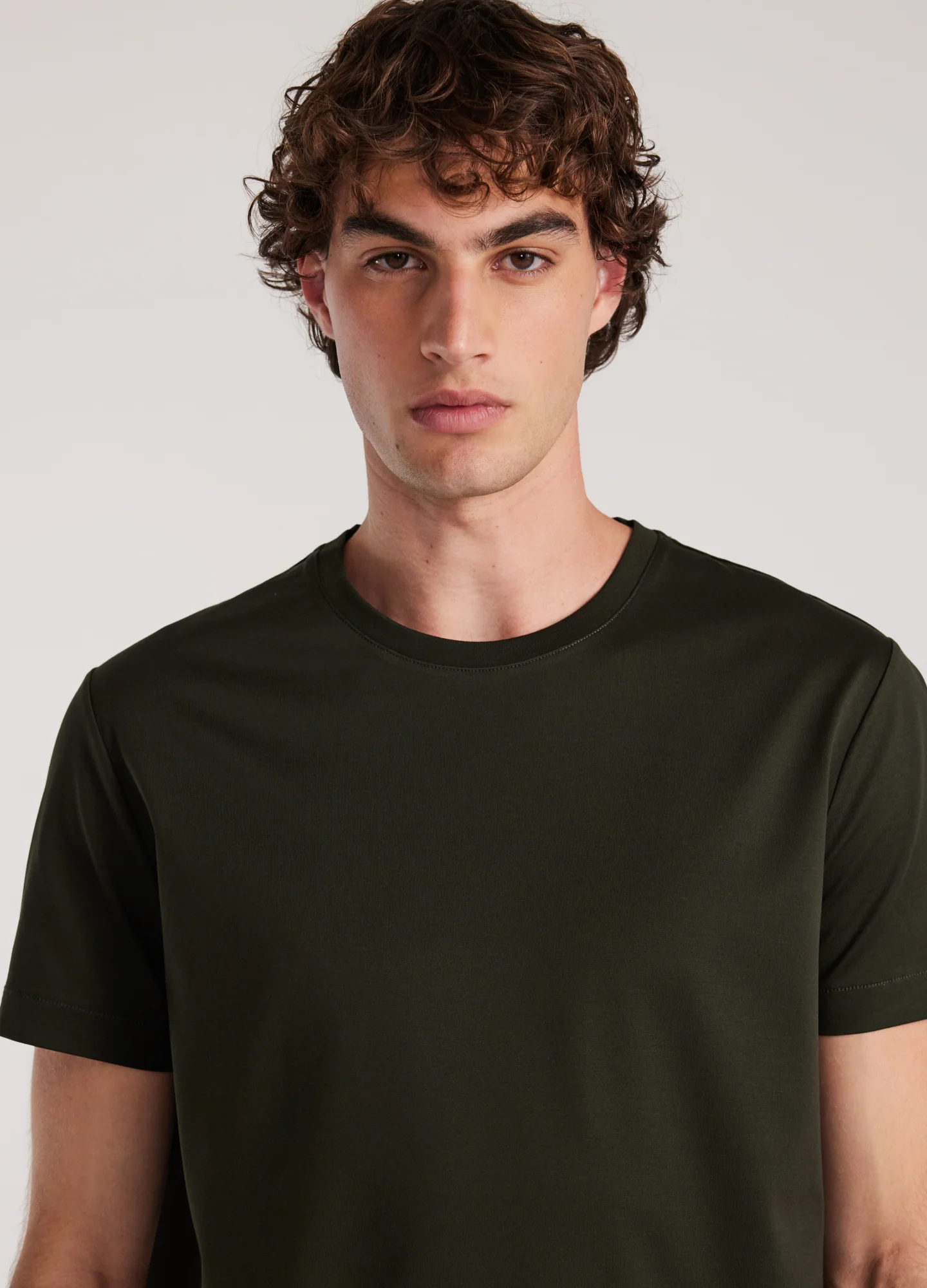 Mercerised Crew T-shirt Army Green - Image 4