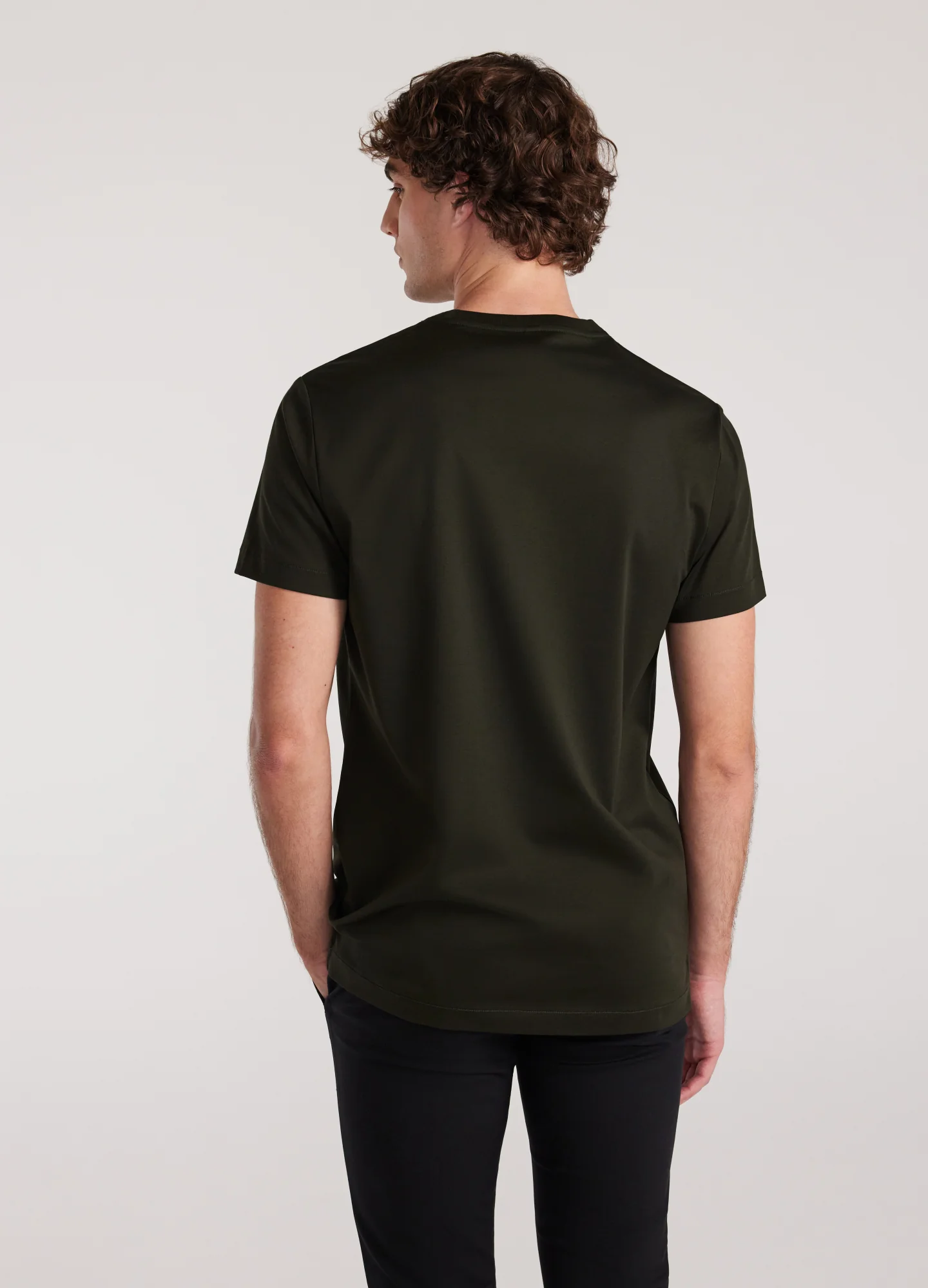 Mercerised Crew T-shirt Army Green - Image 5