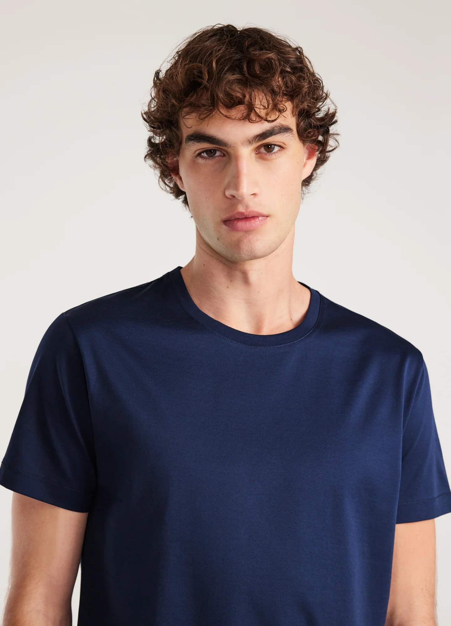 Mercerised Crew Neck T-shirt Delft Blue - Image 4