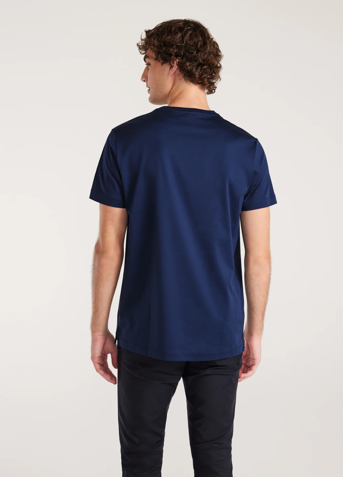 Mercerised Crew Neck T-shirt Delft Blue - Image 5