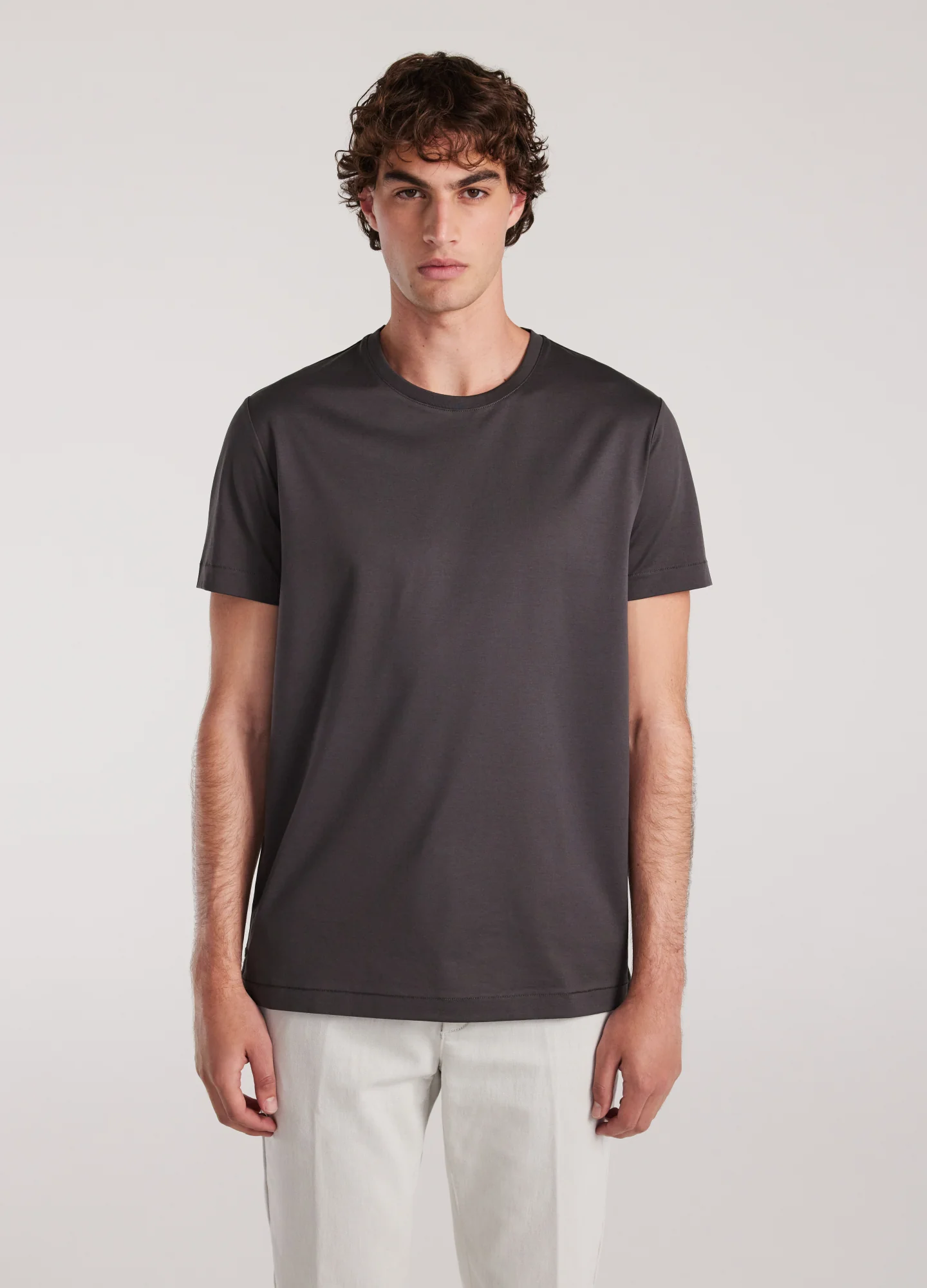 Mercerised Crew T-shirt Steel Grey - Image 3