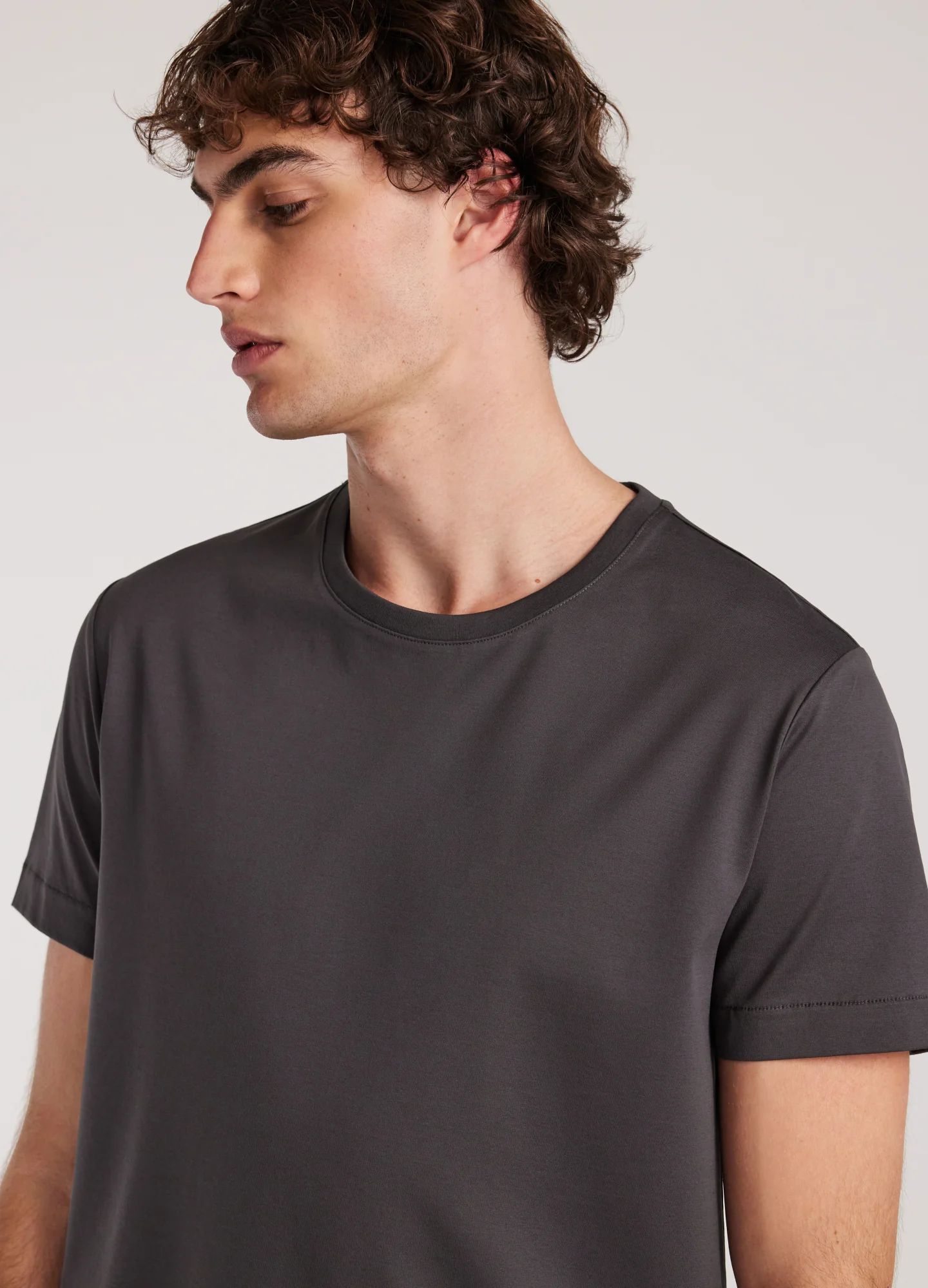 Mercerised Crew T-shirt Steel Grey - Image 4