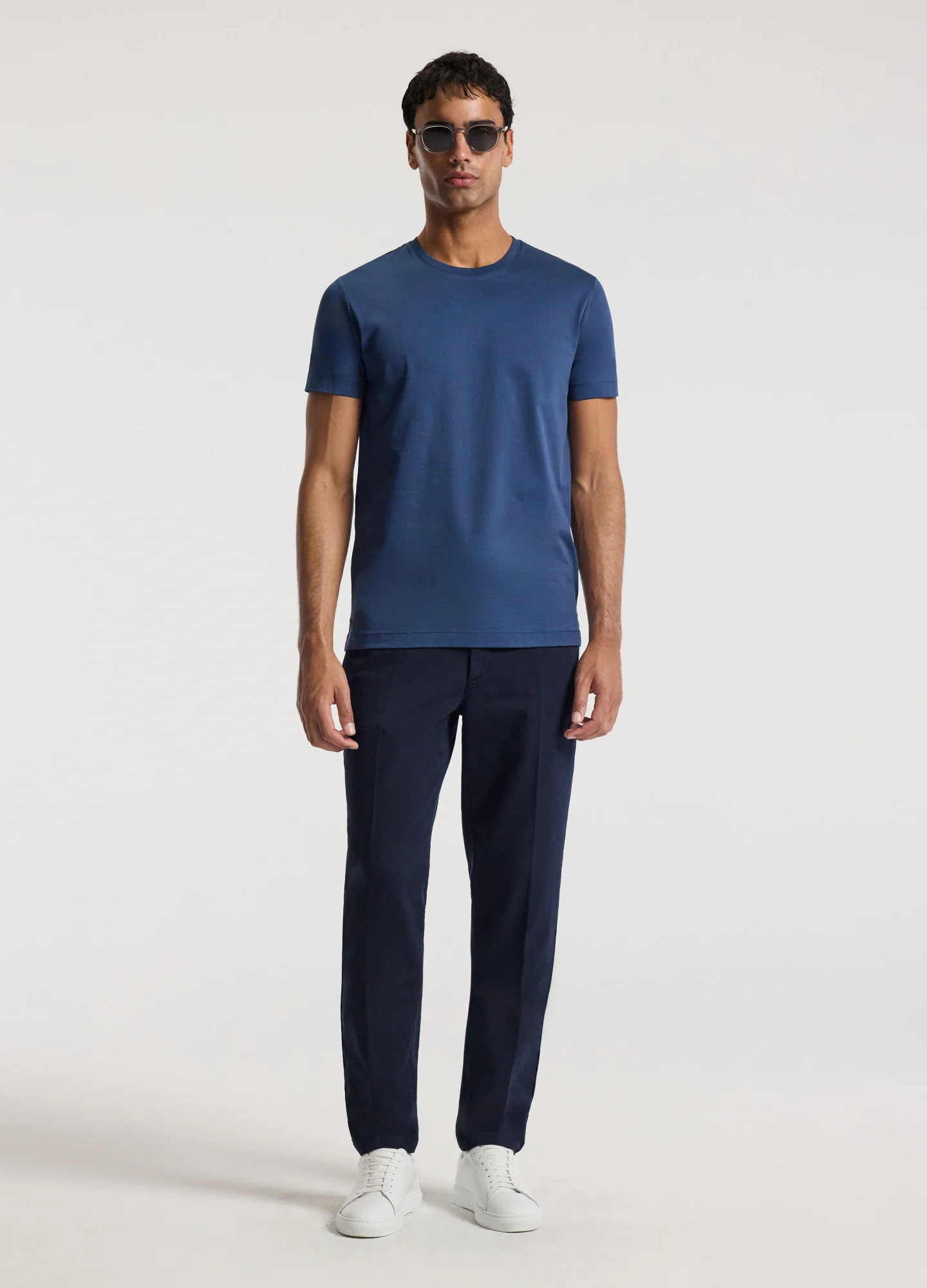 Mercerised Crew Neck T-shirt Marine - Image 2