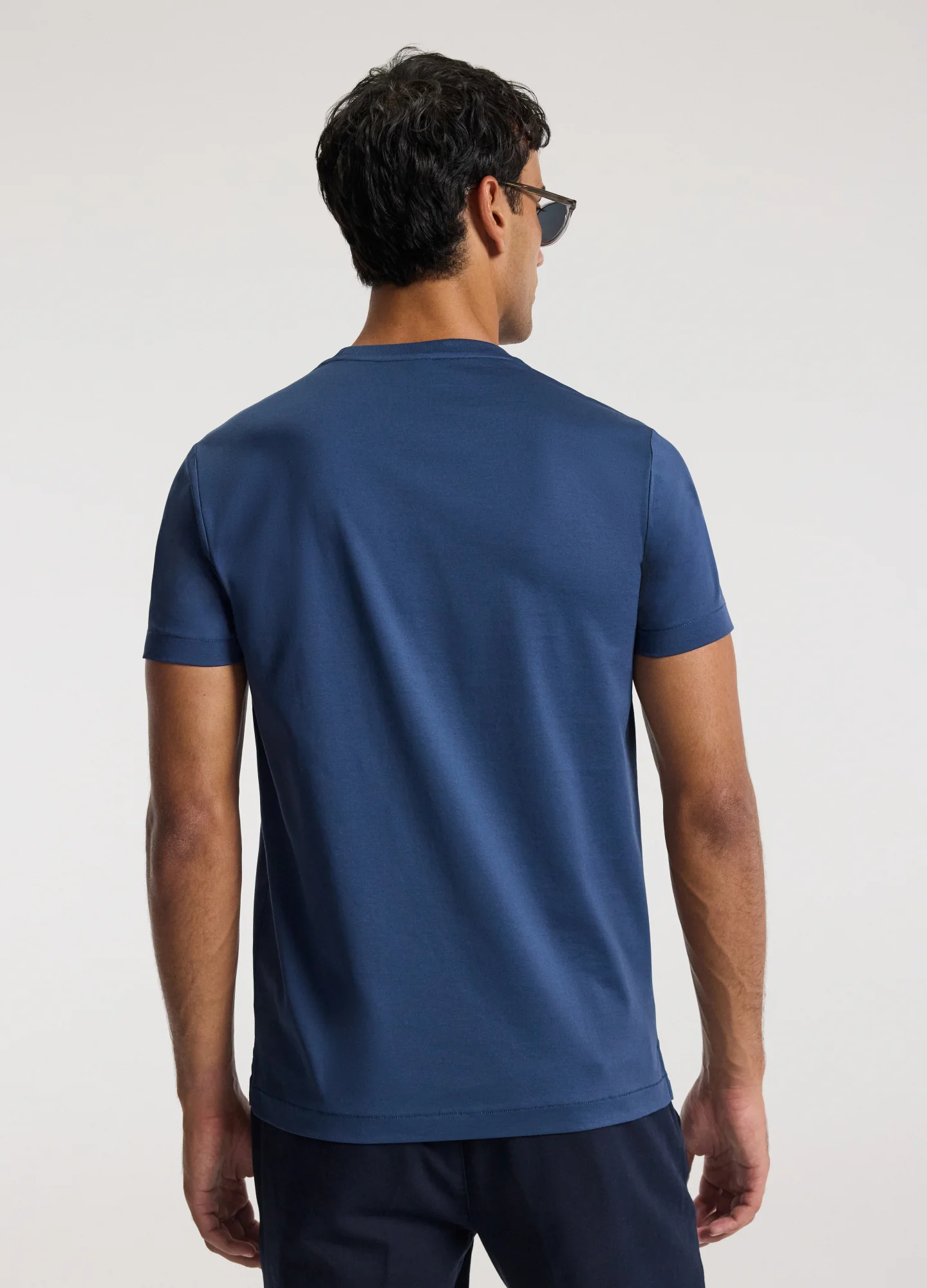 Mercerised Crew Neck T-shirt Marine - Image 5