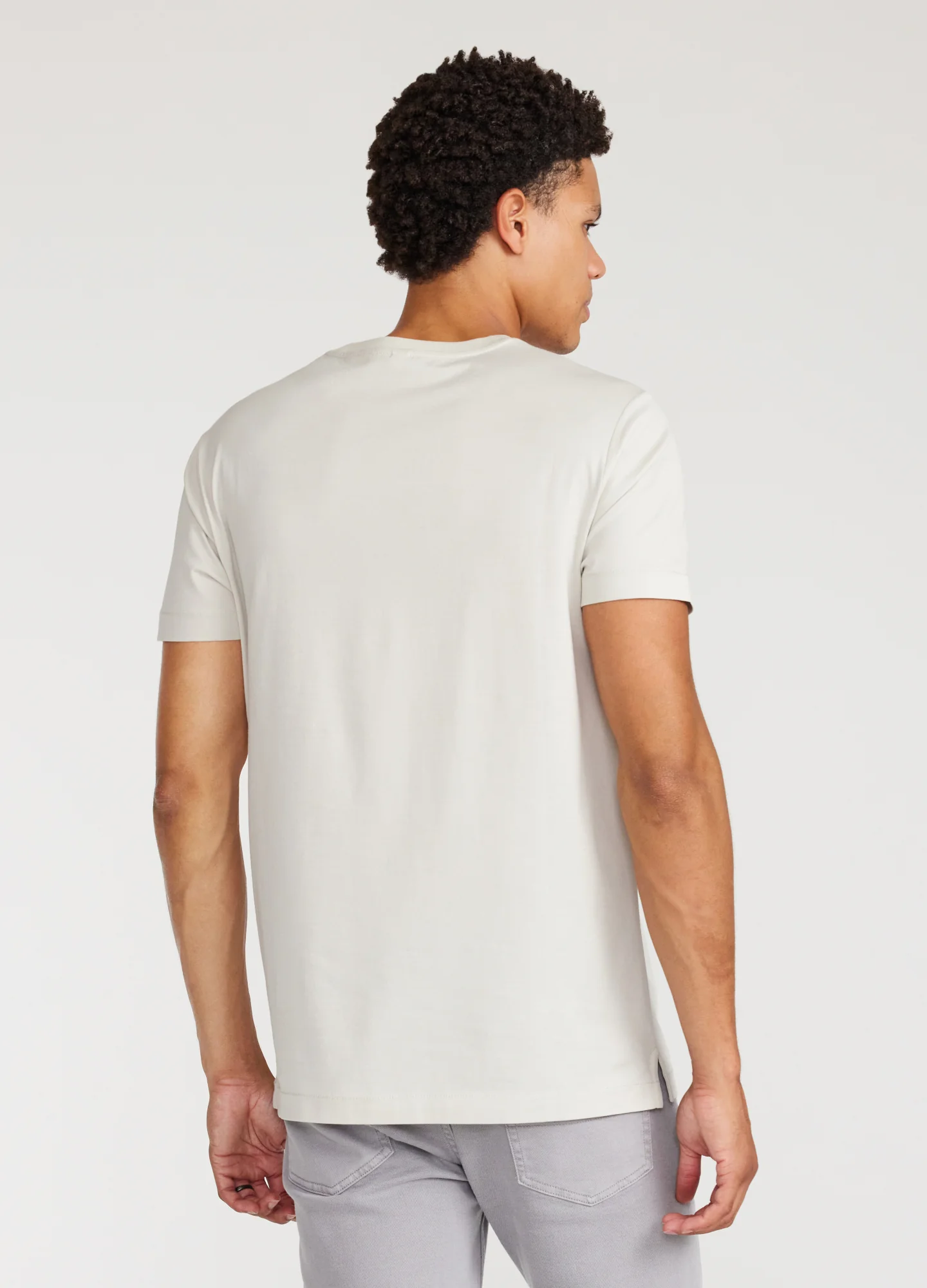 Mercerised Crew Neck T-shirt Salt - Image 5