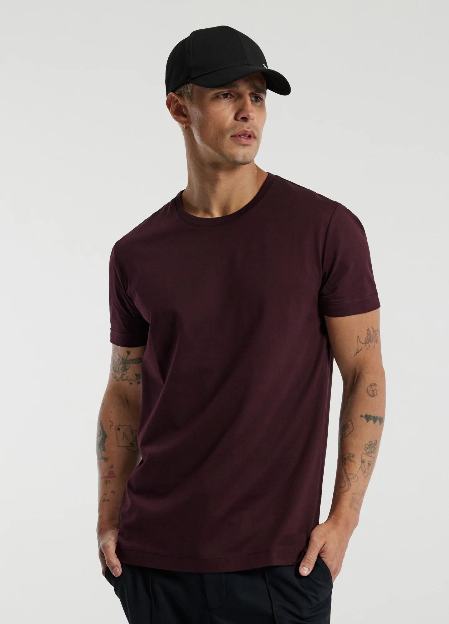 Mercerised Crew Neck T-shirt Cherry Red - Image 3