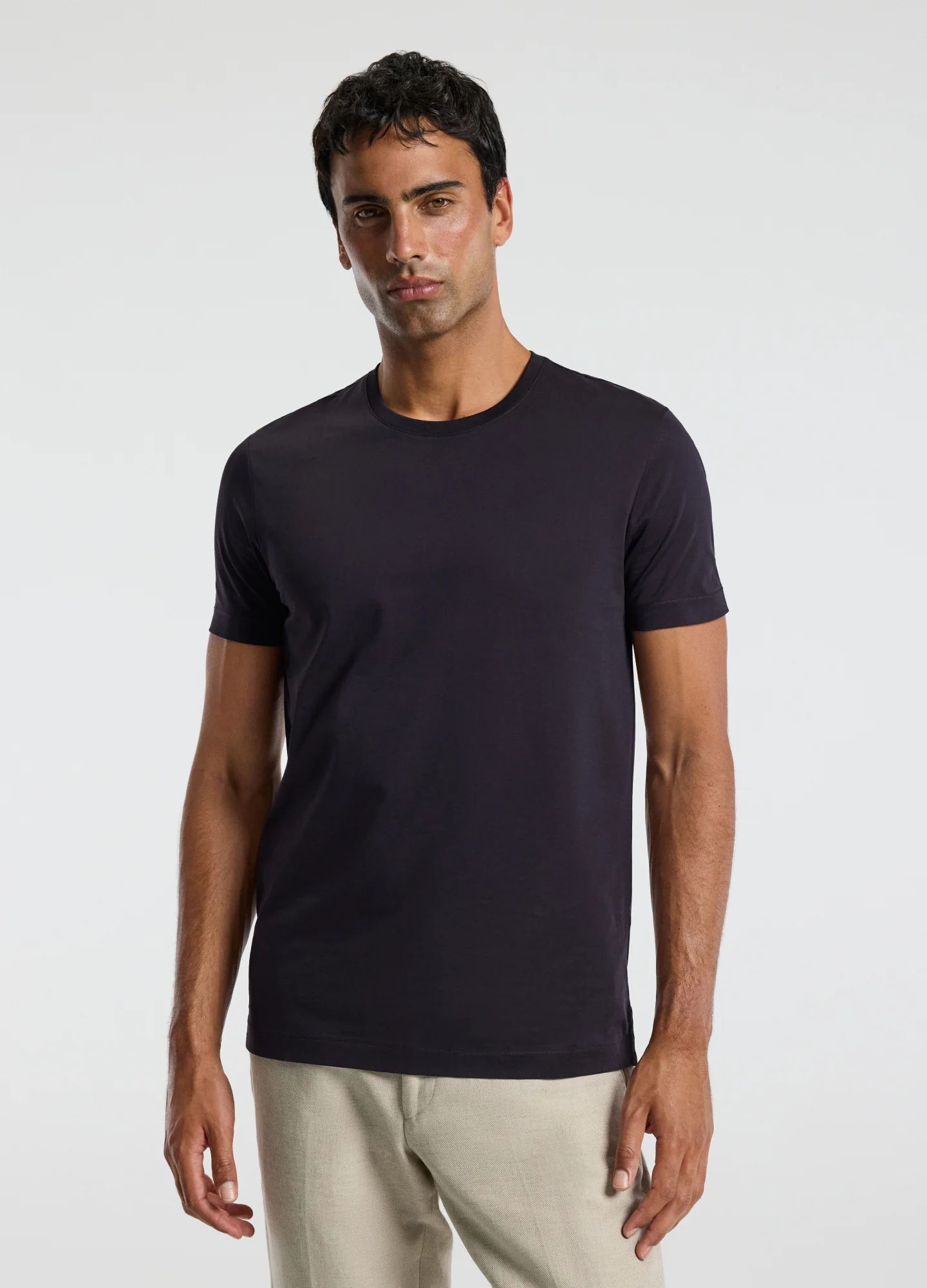 Mercerised Crew Neck T-shirt Currant - Image 3