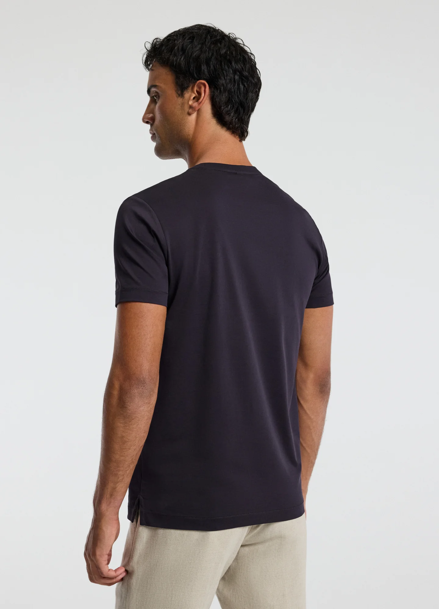 Mercerised Crew Neck T-shirt Currant - Image 5