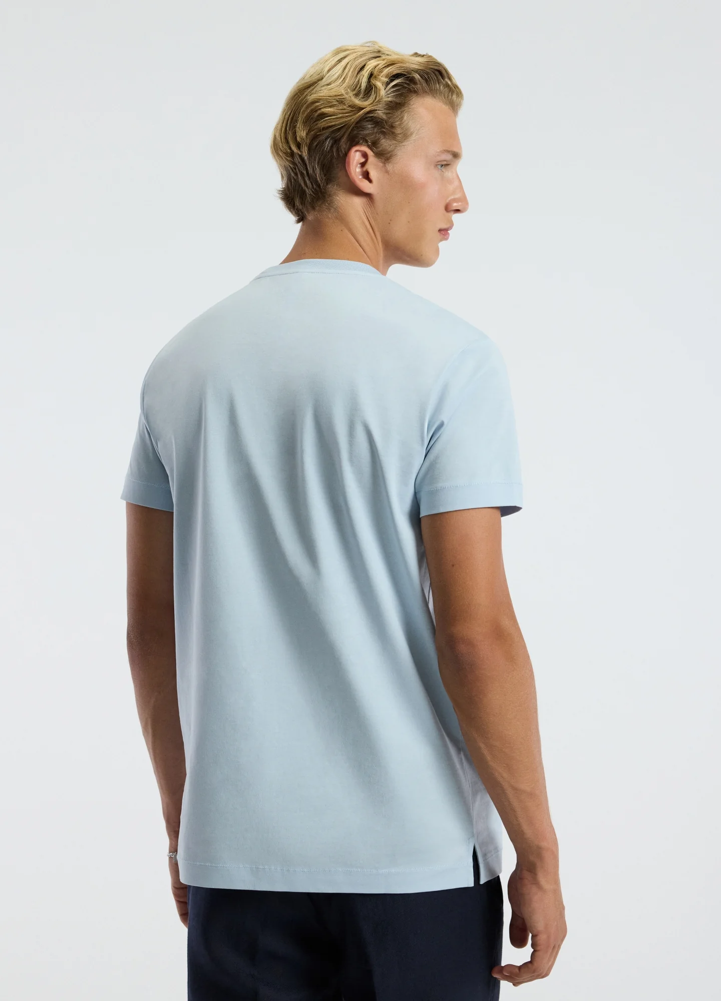 Mercerised Crew T-shirt Pale Blue - Image 5