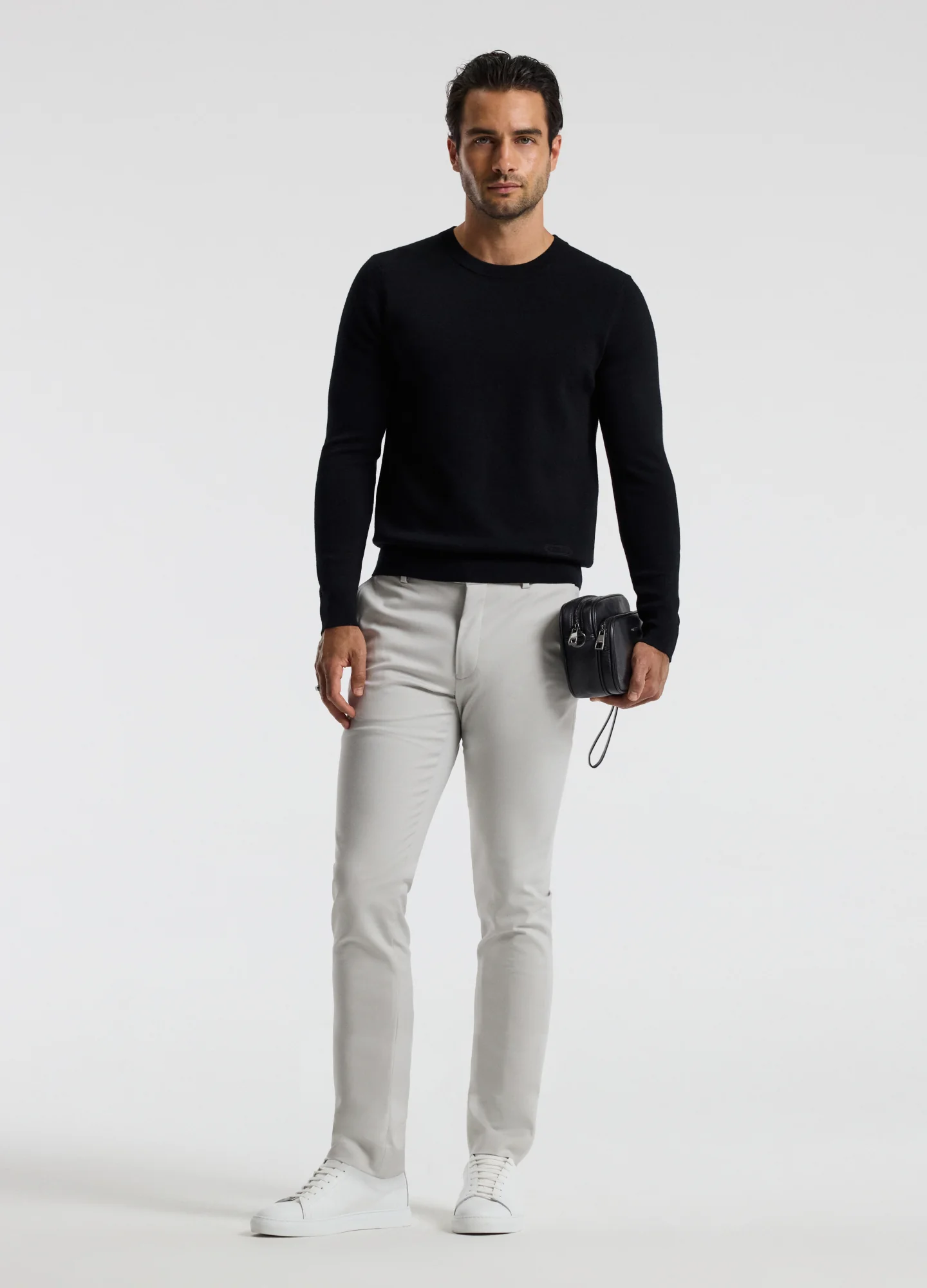 Merino Wool Crew Neck Sweater Black - Image 2