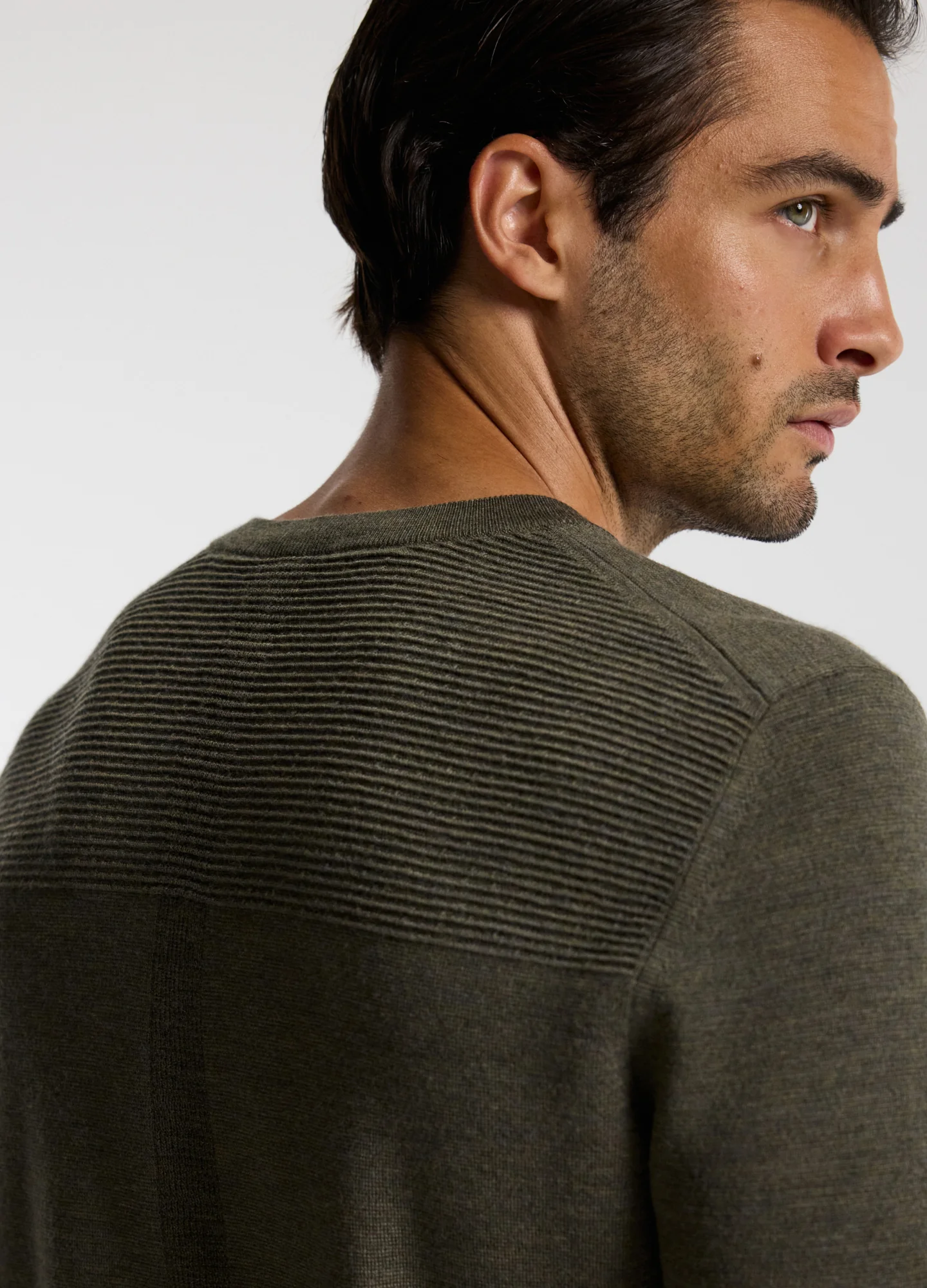 Merino Wool Crew Neck Sweater Khaki - Image 3