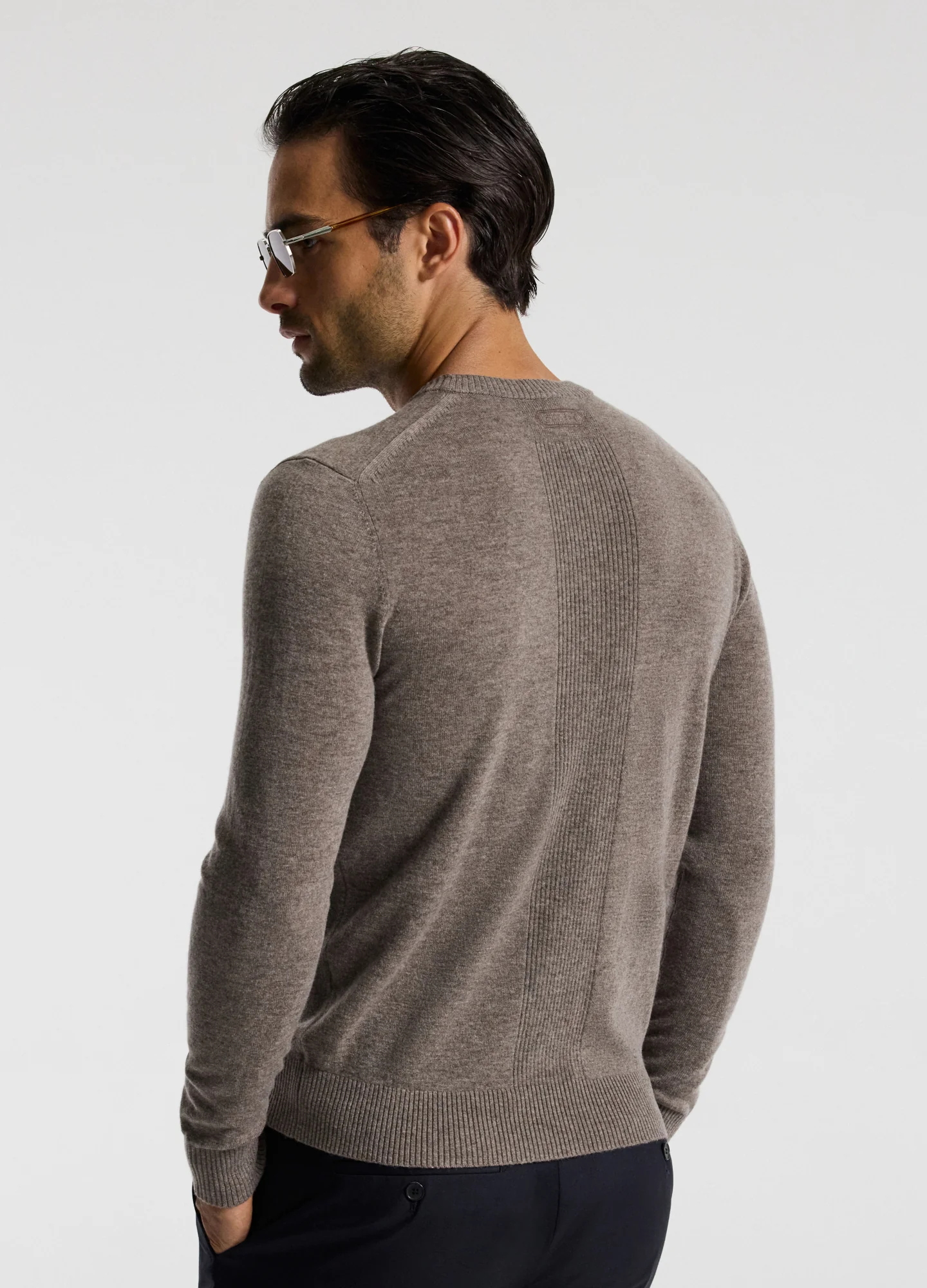 Merino Wool Crew Neck Sweater Khaki - Image 8