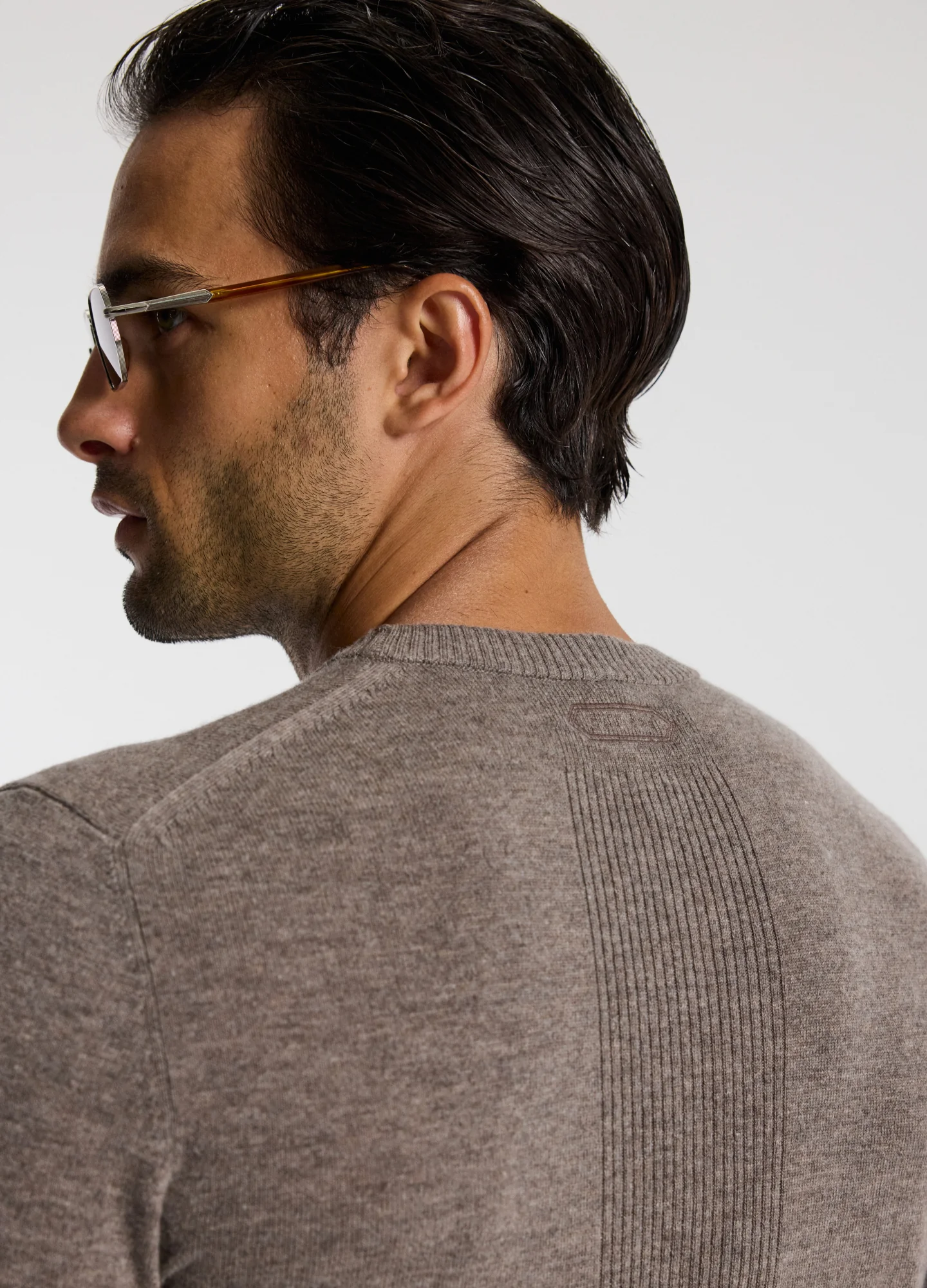 Merino Wool Crew Neck Sweater Khaki - Image 9