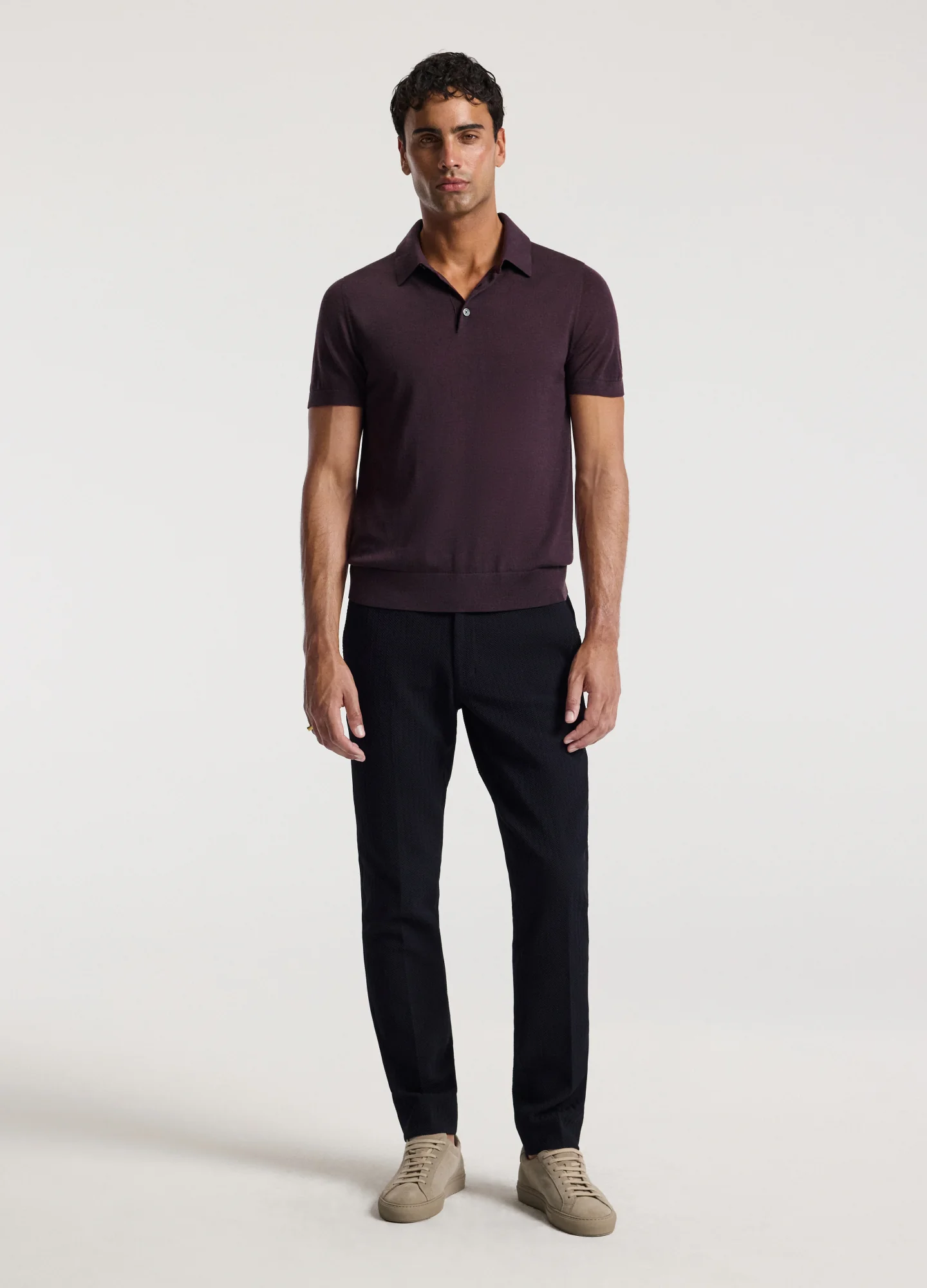 Merino Wool Polo Currant - Image 2