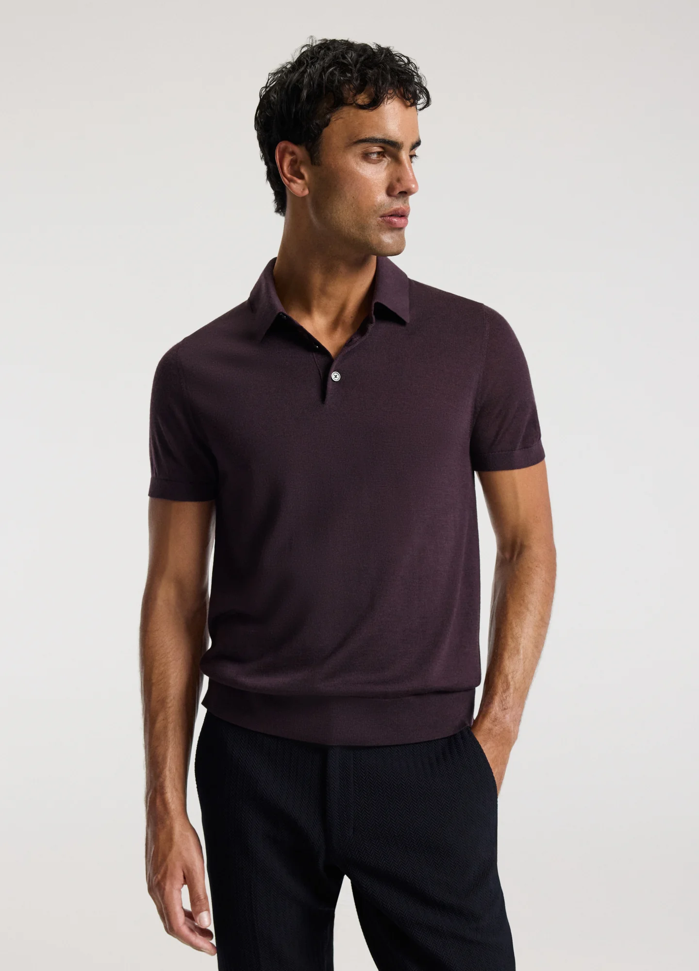 Merino Wool Polo Currant - Image 3
