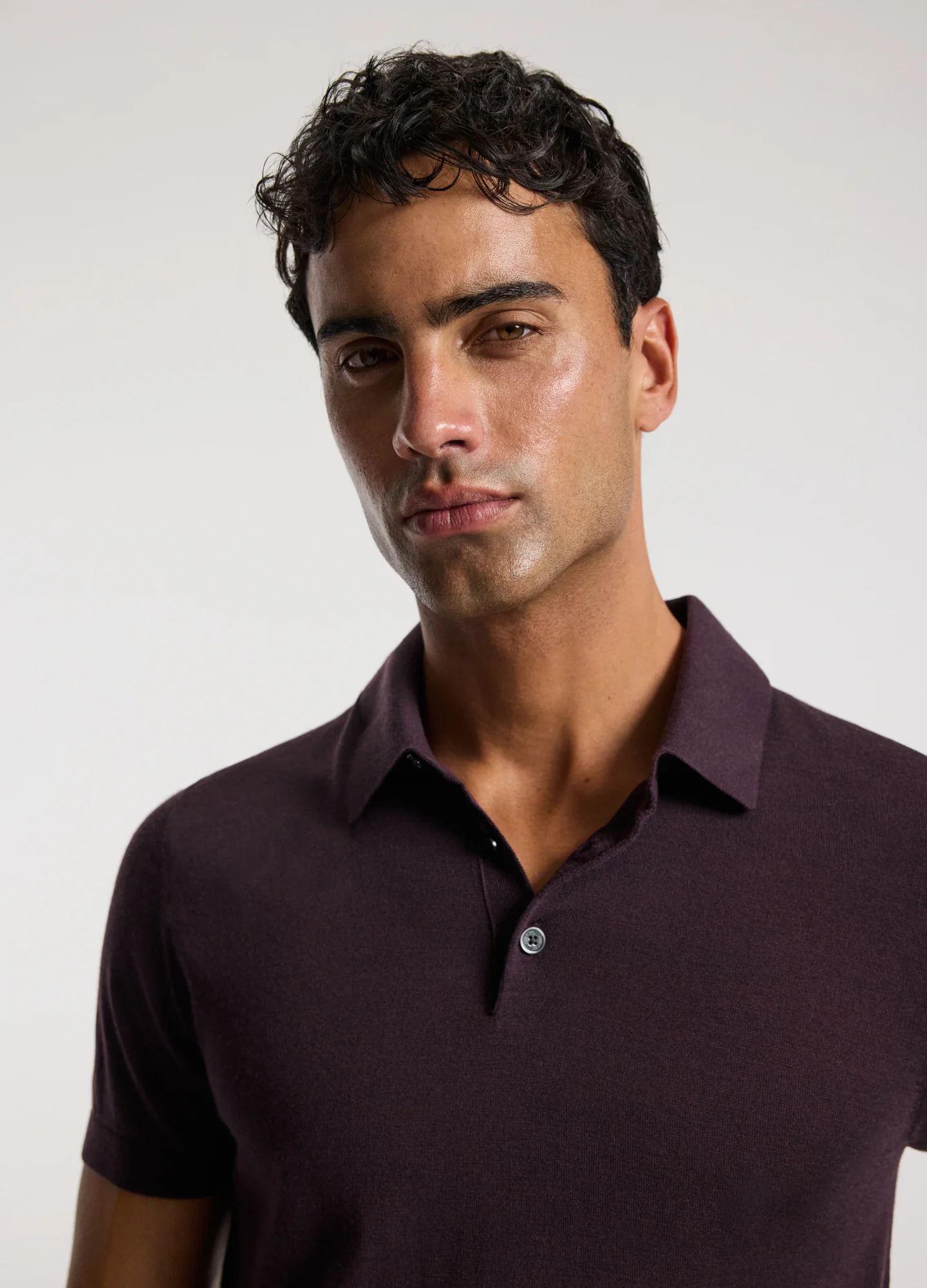 Merino Wool Polo Currant - Image 4